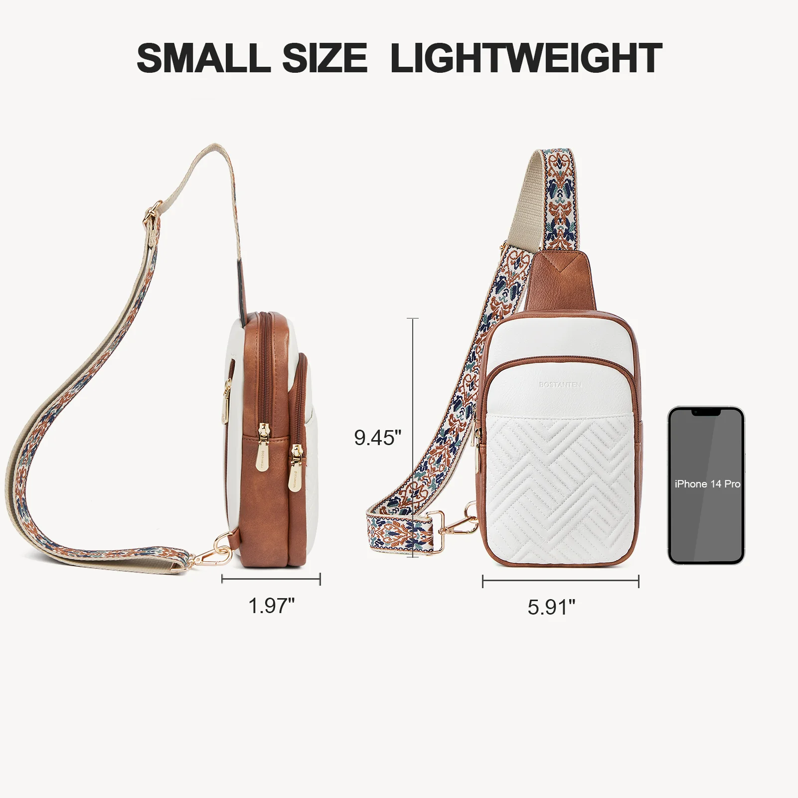 Aurora Chevron Quilted Embroidered Strap Sling Bag - Image 11