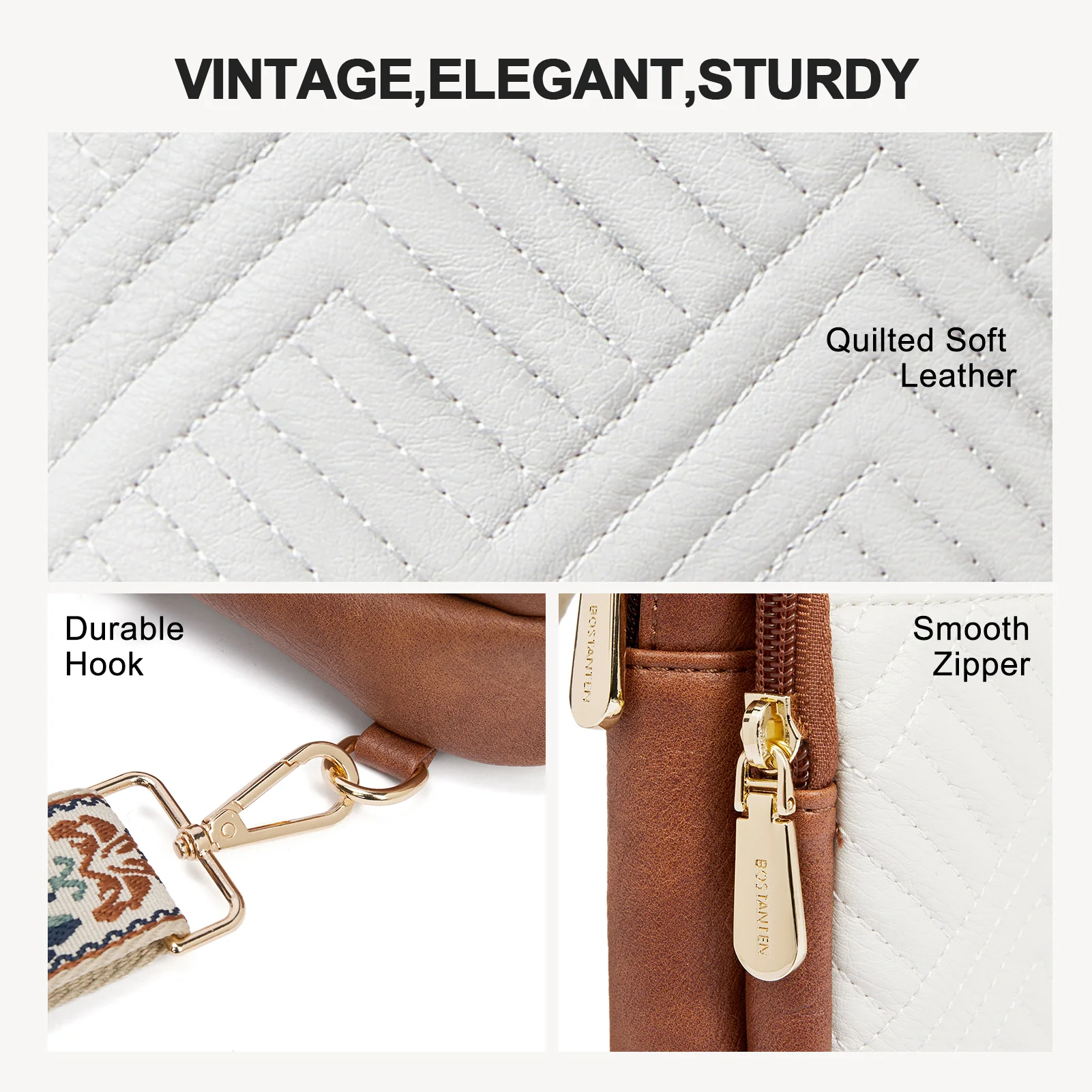 Aurora Chevron Quilted Embroidered Strap Sling Bag - Image 14