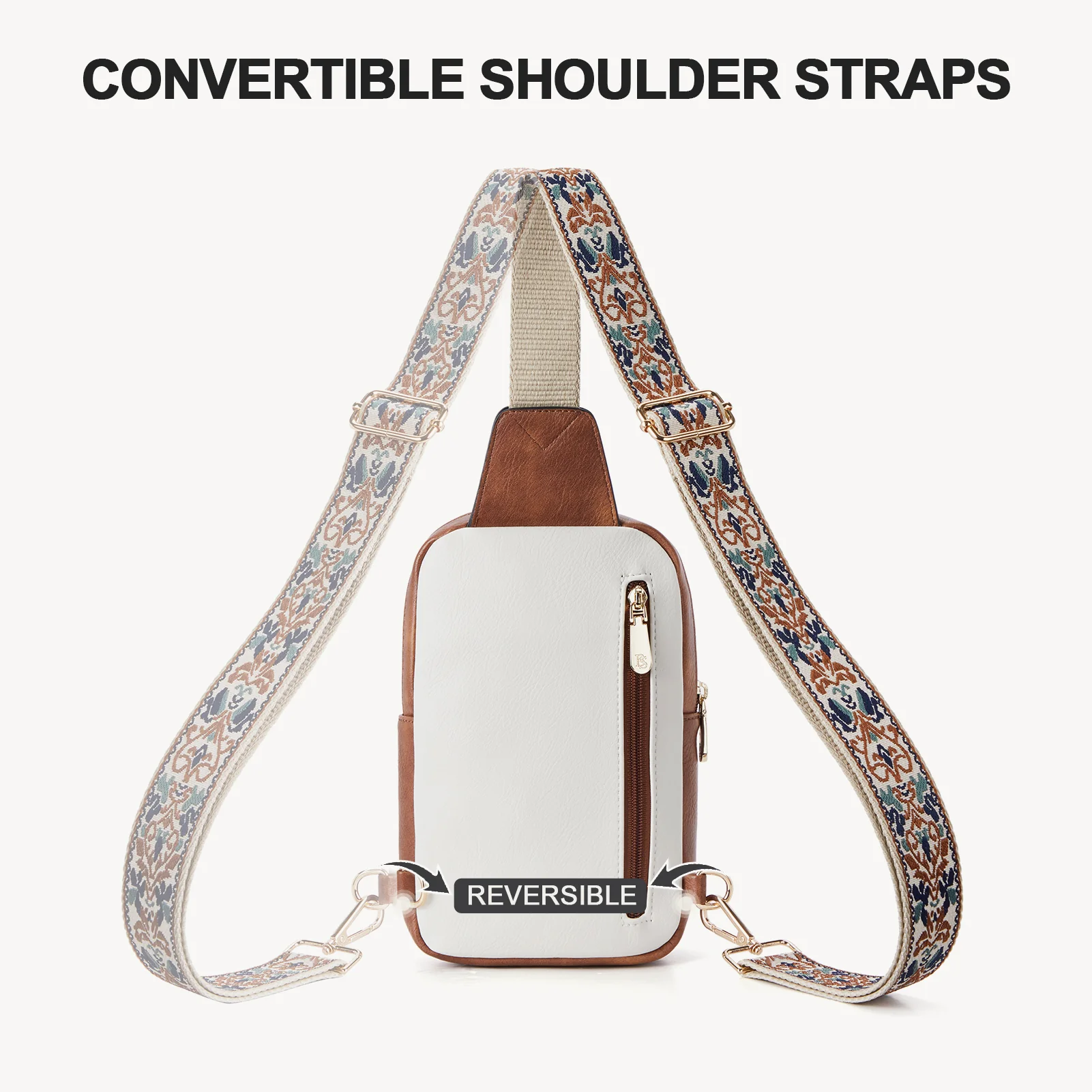 Aurora Chevron Quilted Embroidered Strap Sling Bag - Image 15