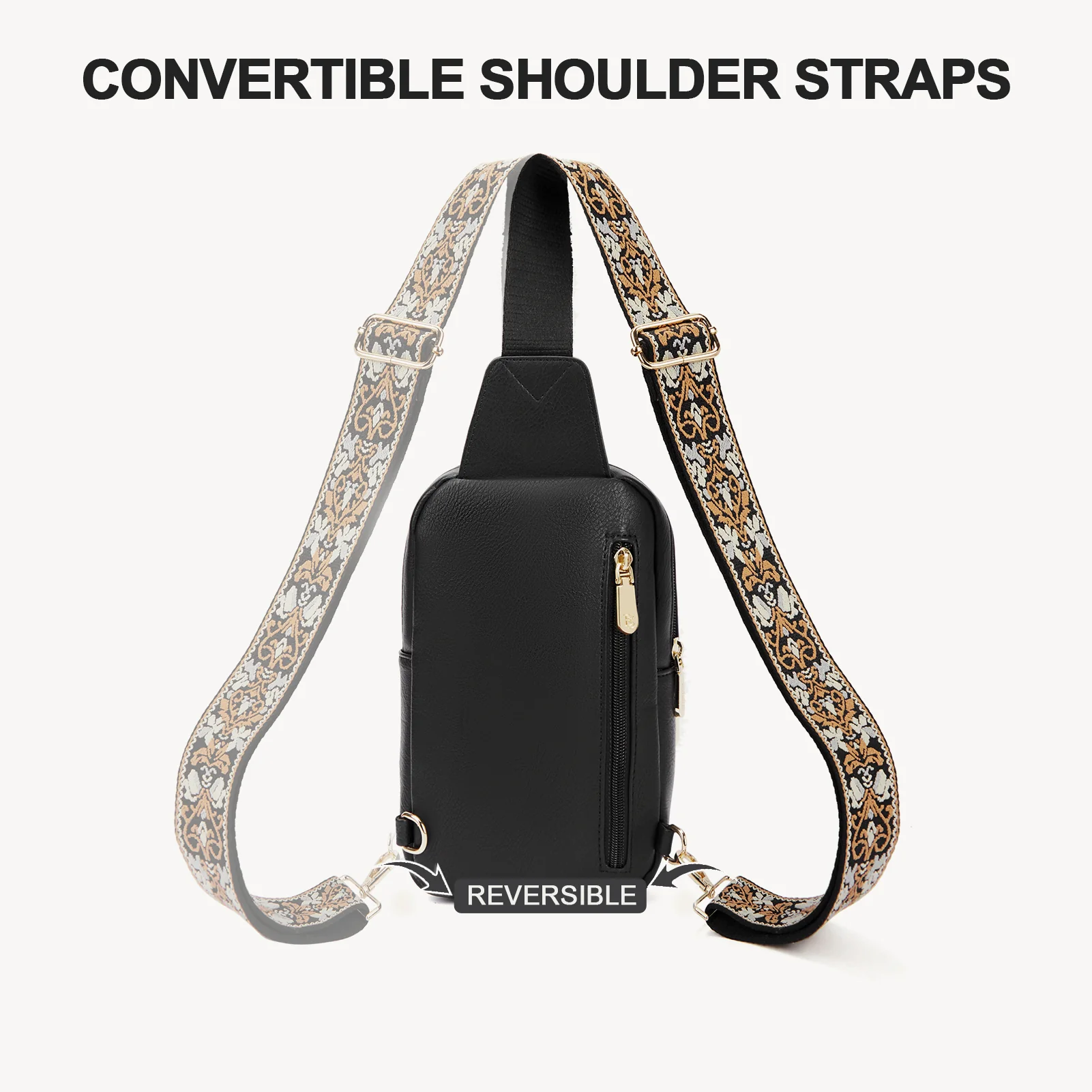 Aurora Chevron Quilted Embroidered Strap Sling Bag - Image 23