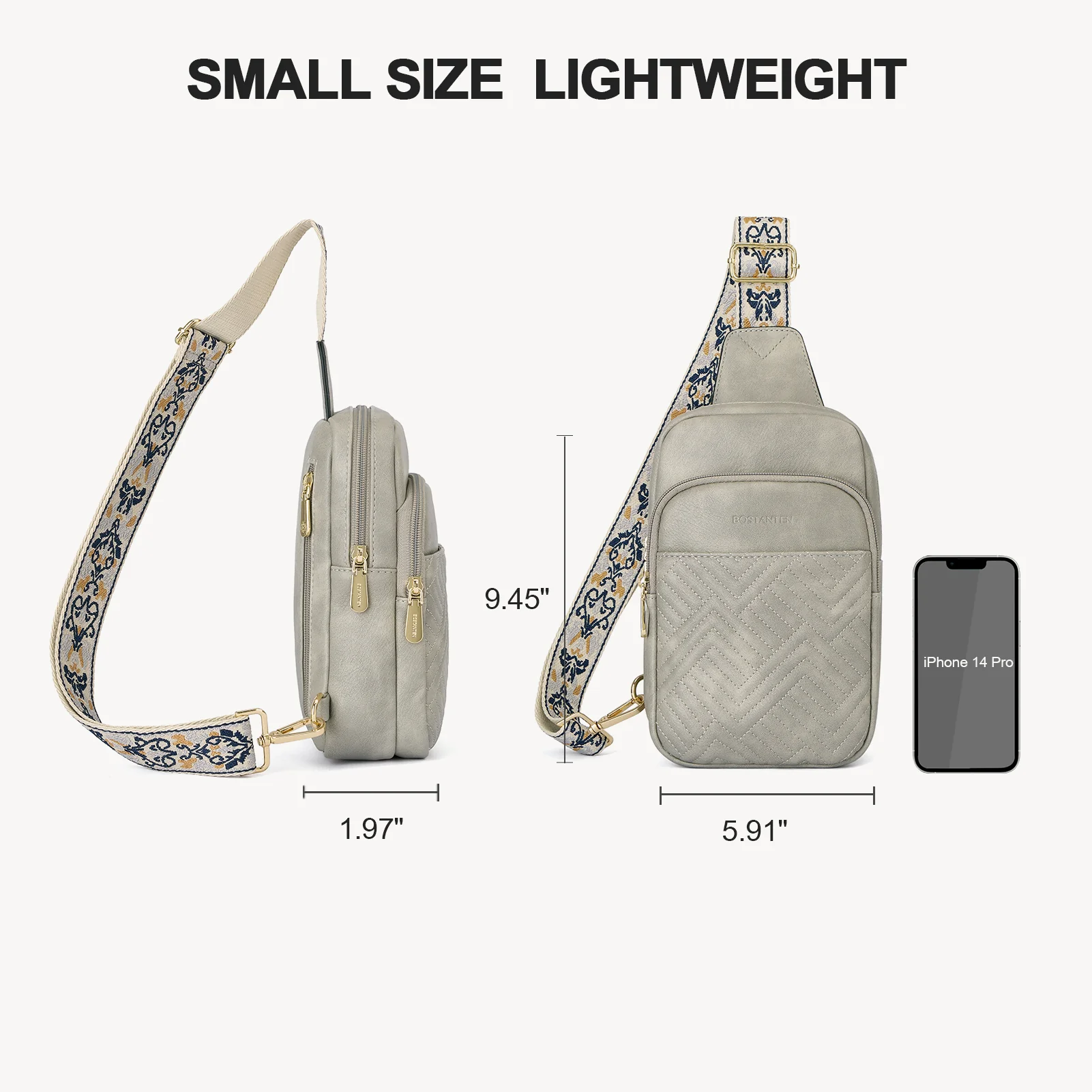 Aurora Chevron Quilted Embroidered Strap Sling Bag - Image 27