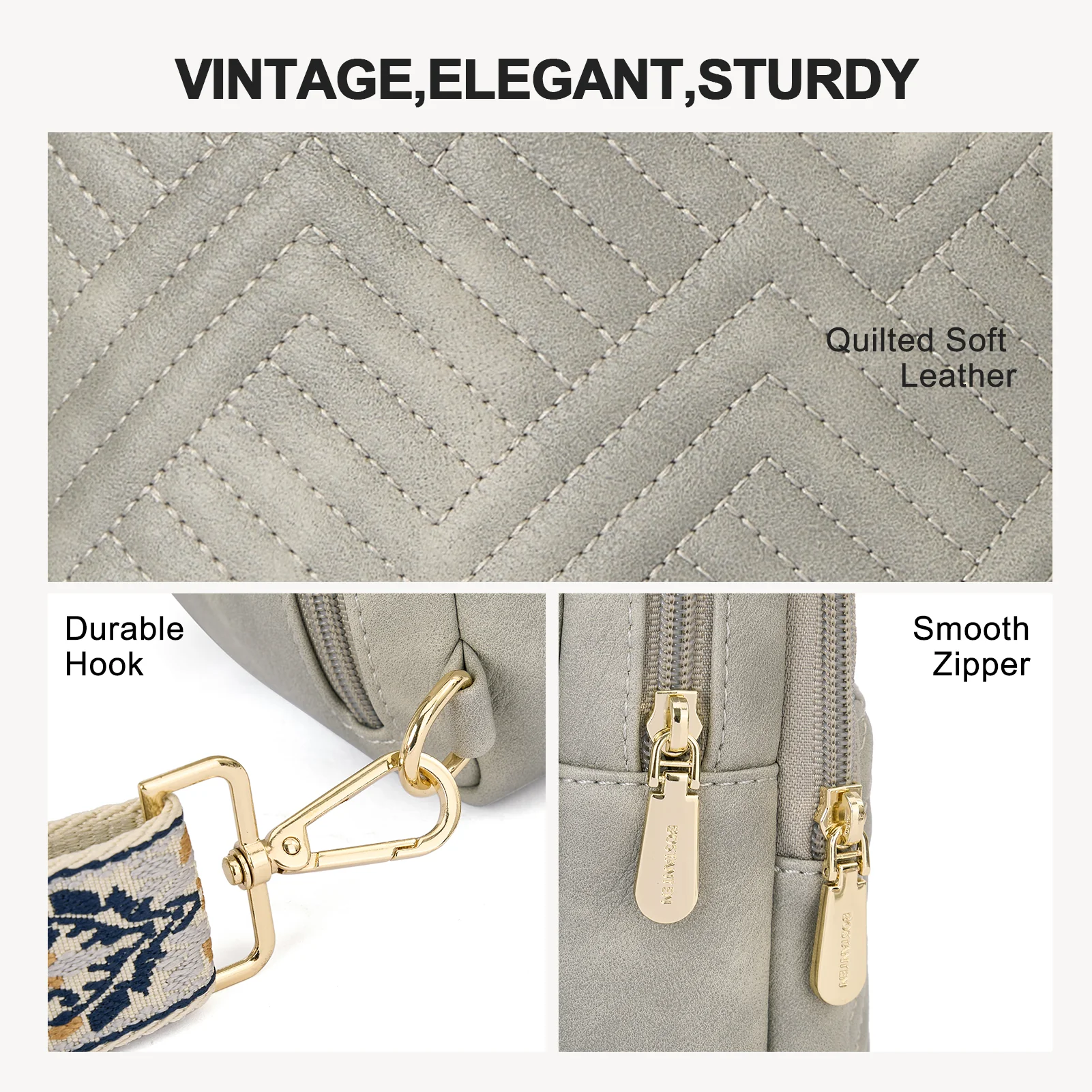 Aurora Chevron Quilted Embroidered Strap Sling Bag - Image 30