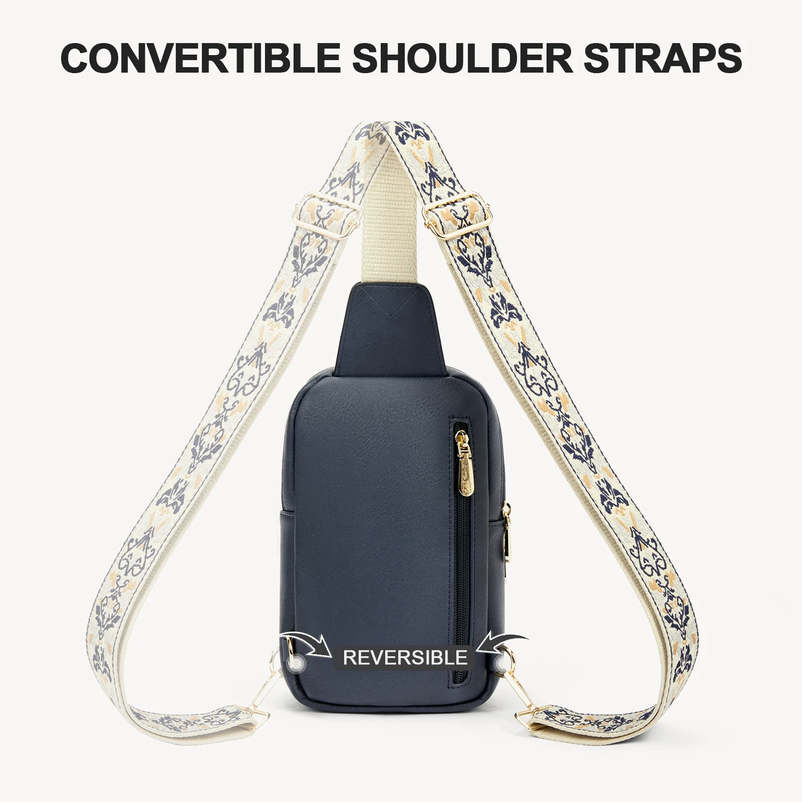 Aurora Chevron Quilted Embroidered Strap Sling Bag - Image 47