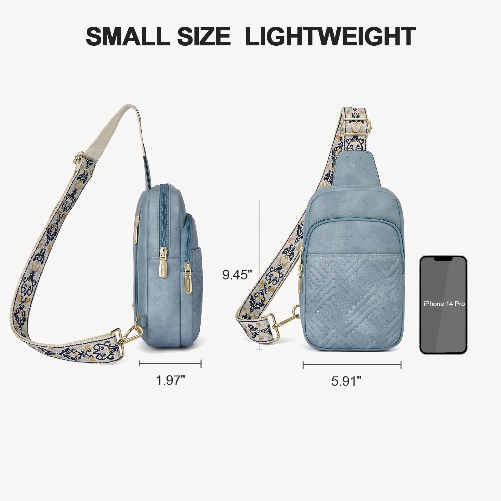 Aurora Chevron Quilted Embroidered Strap Sling Bag - Image 51