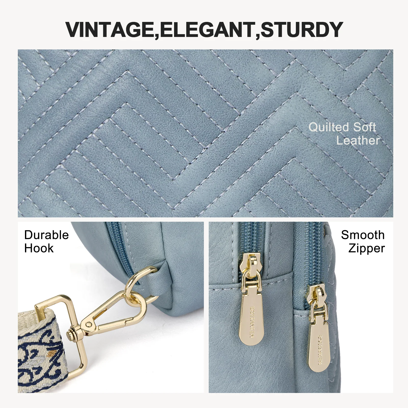 Aurora Chevron Quilted Embroidered Strap Sling Bag - Image 54