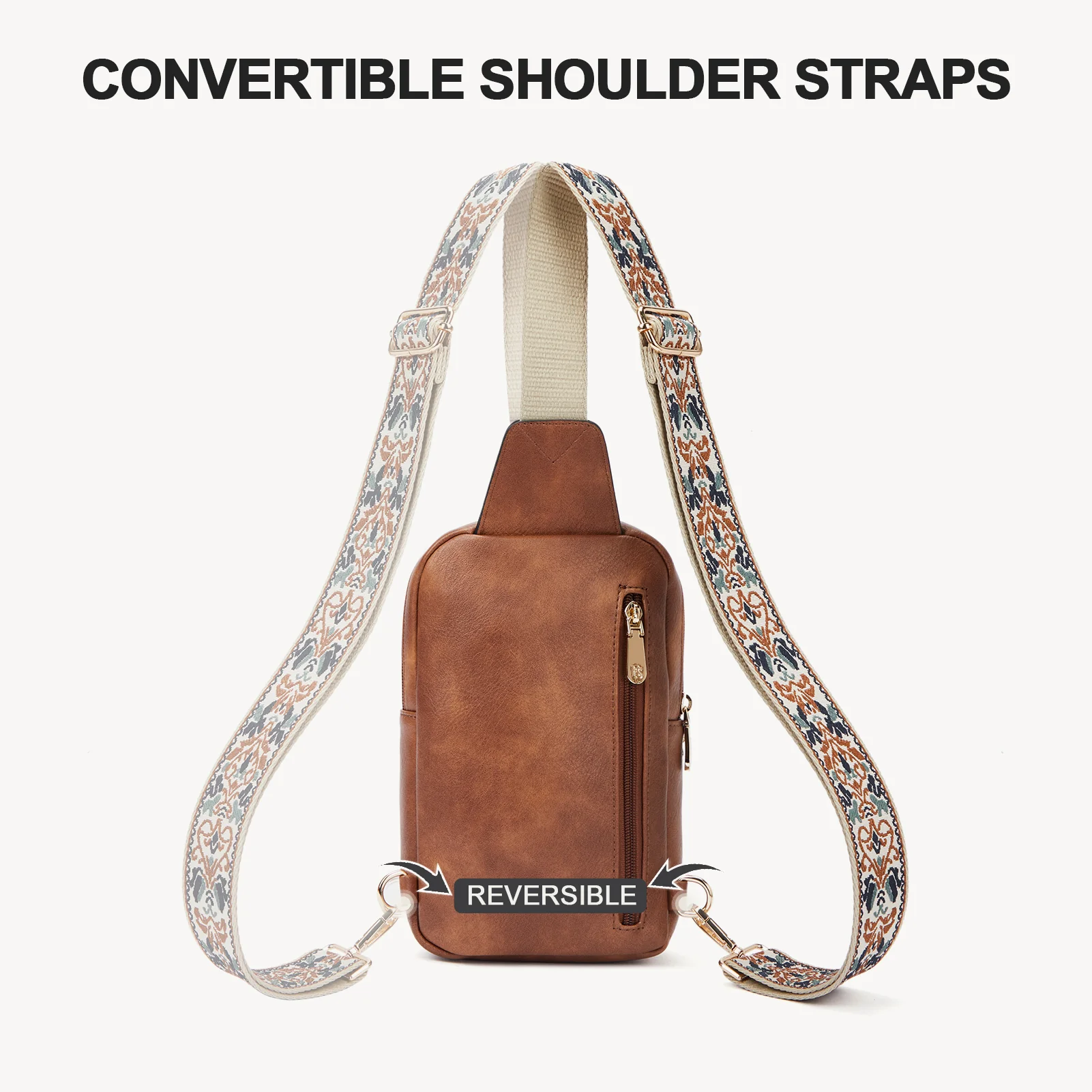 Aurora Chevron Quilted Embroidered Strap Sling Bag - Image 7