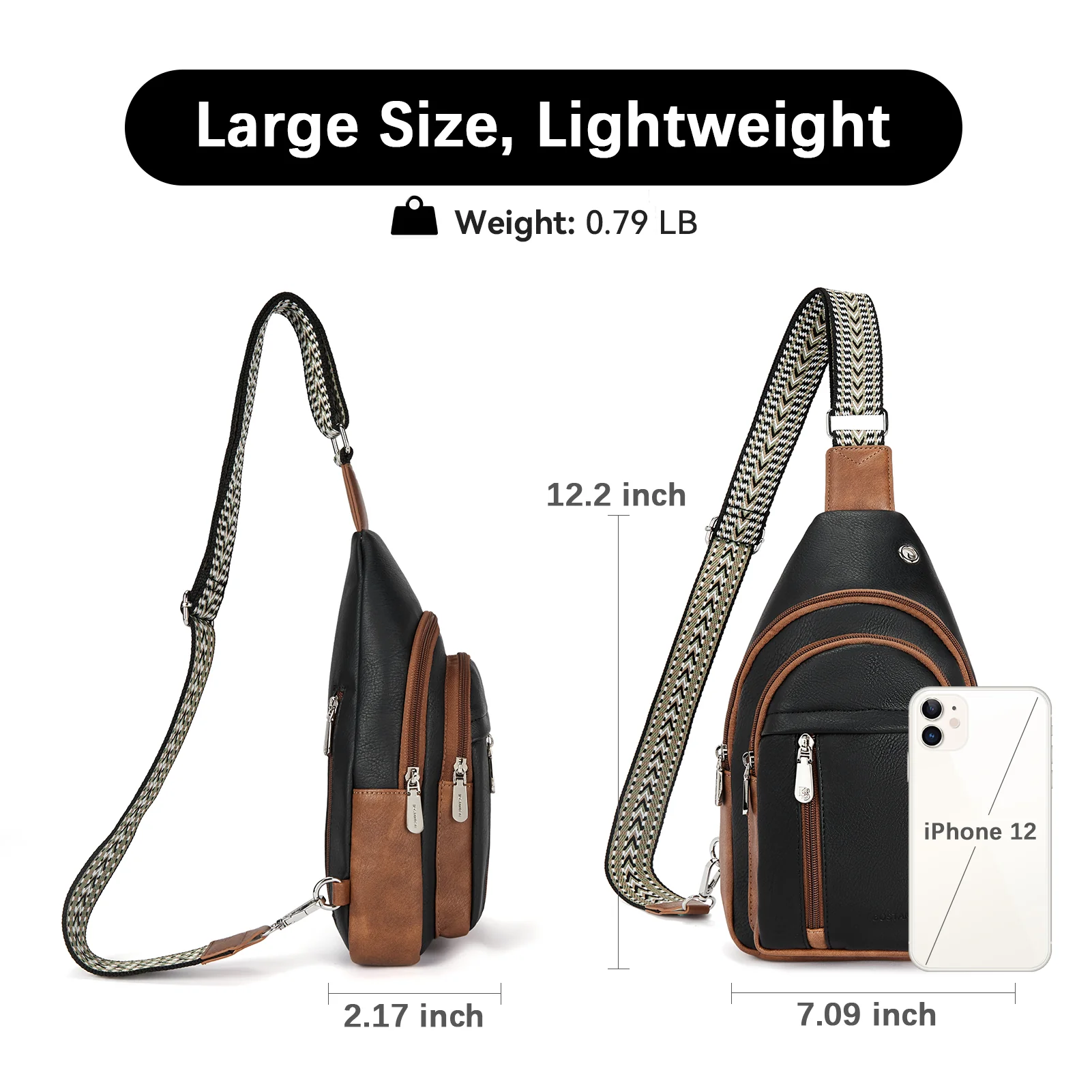 Aurora Chevron Patterned Sling Bag with Adjustable Guitar Strap - Image 20