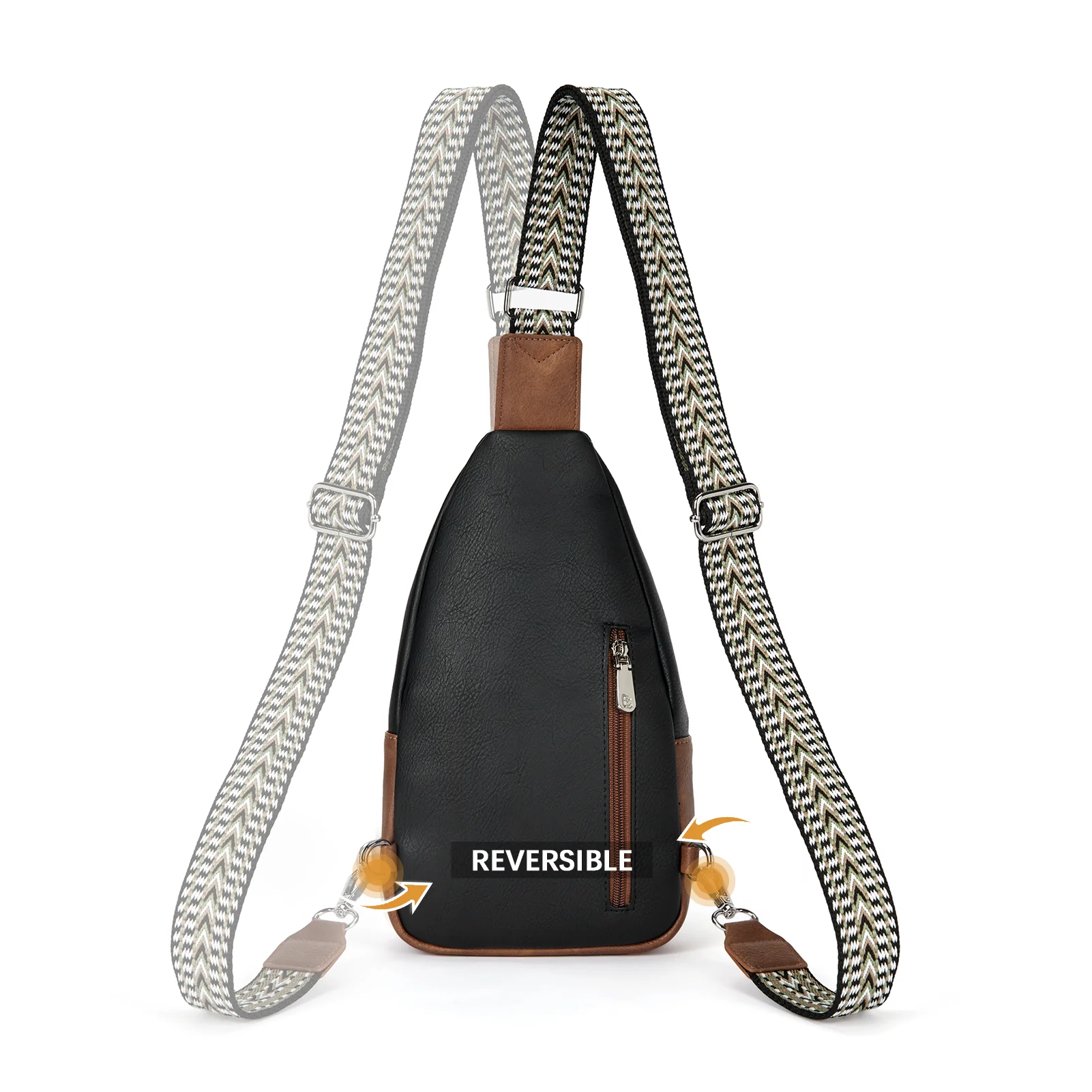Aurora Chevron Patterned Sling Bag with Adjustable Guitar Strap - Image 25