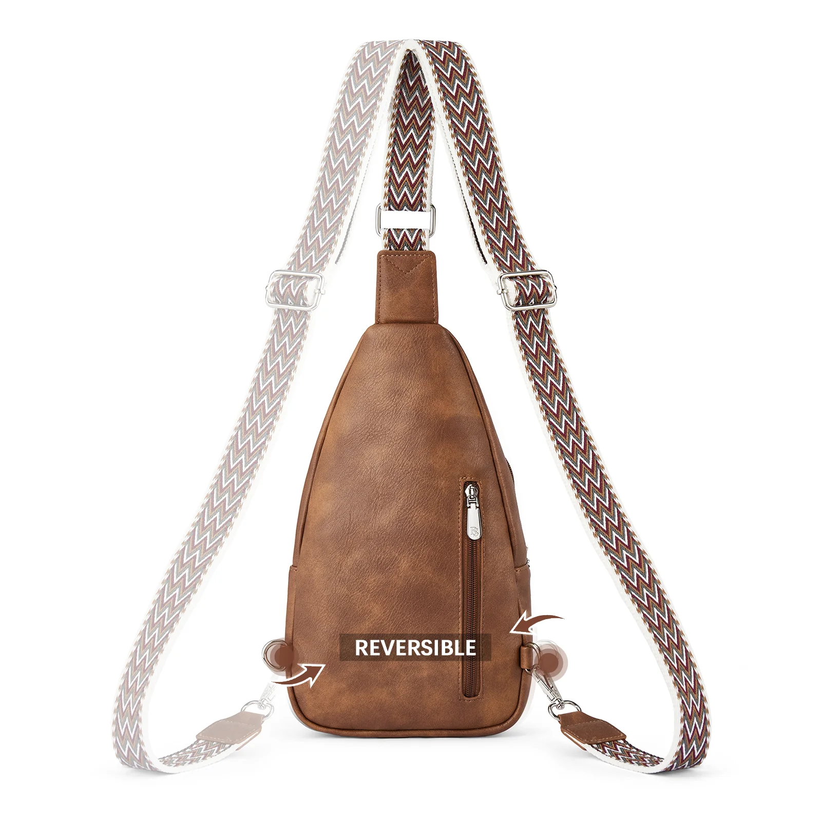 Aurora Chevron Patterned Sling Bag with Adjustable Guitar Strap - Image 34