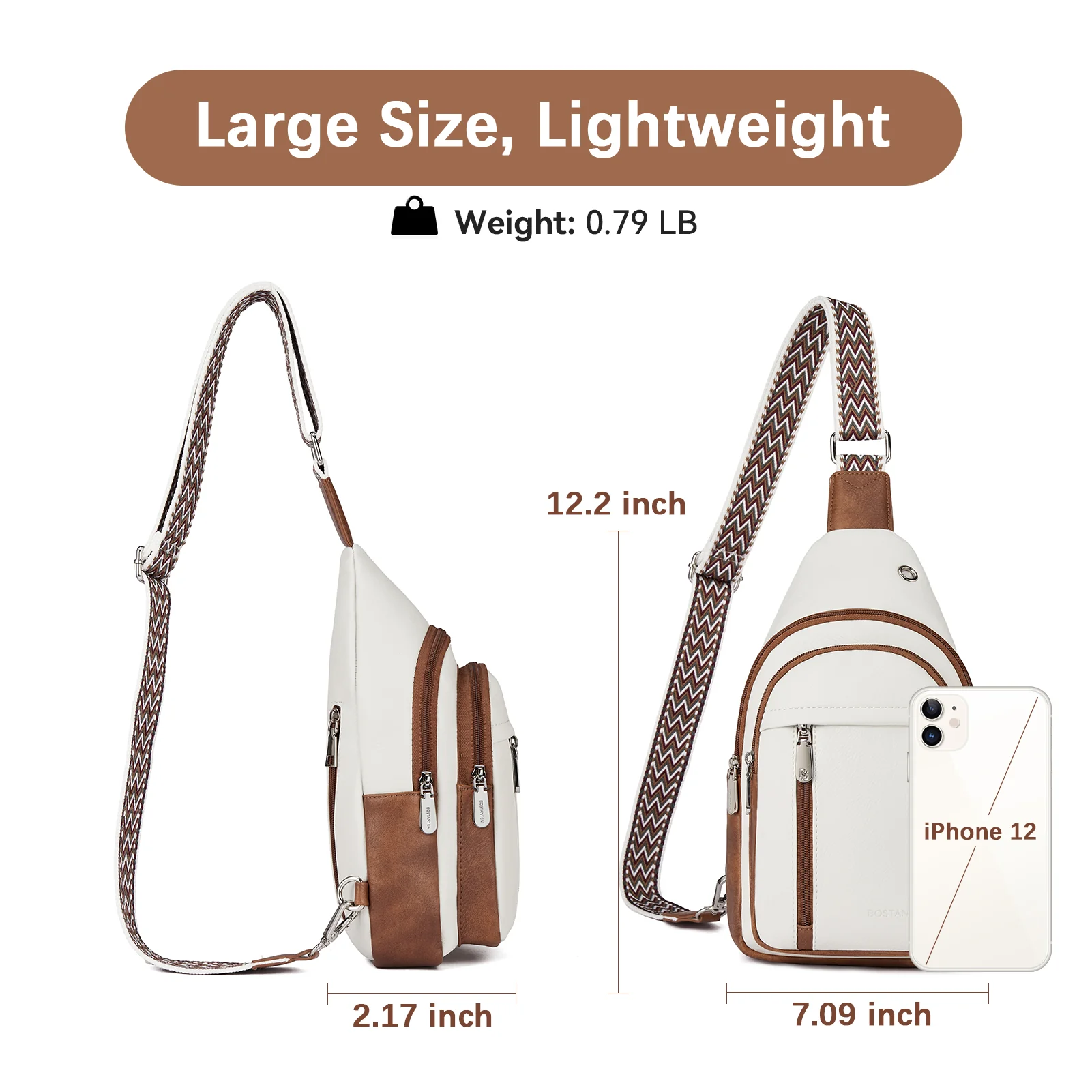 Aurora Chevron Patterned Sling Bag with Adjustable Guitar Strap - Image 4