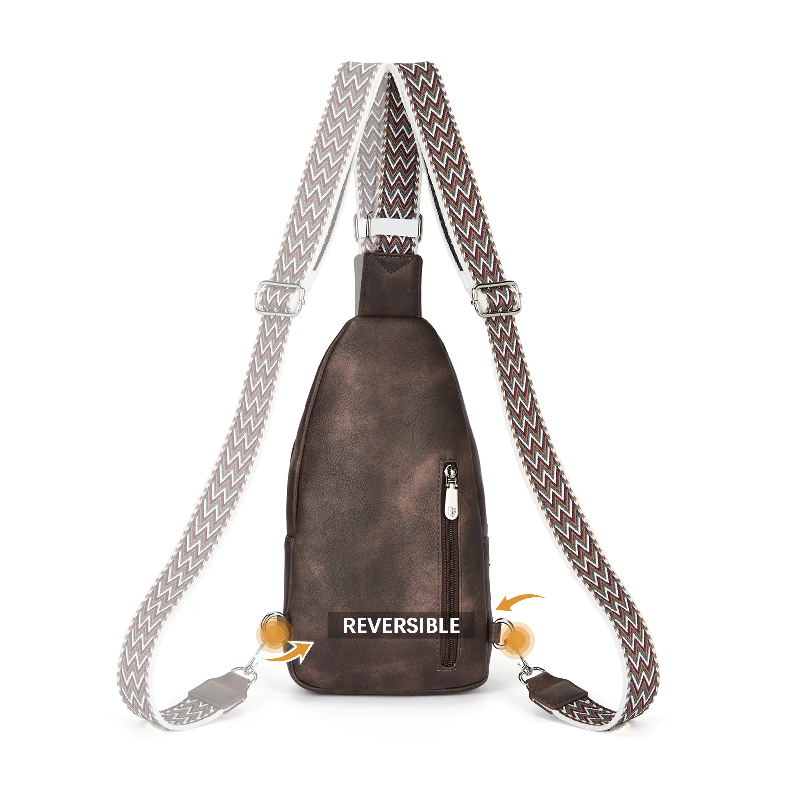 Aurora Chevron Patterned Sling Bag with Adjustable Guitar Strap - Image 50