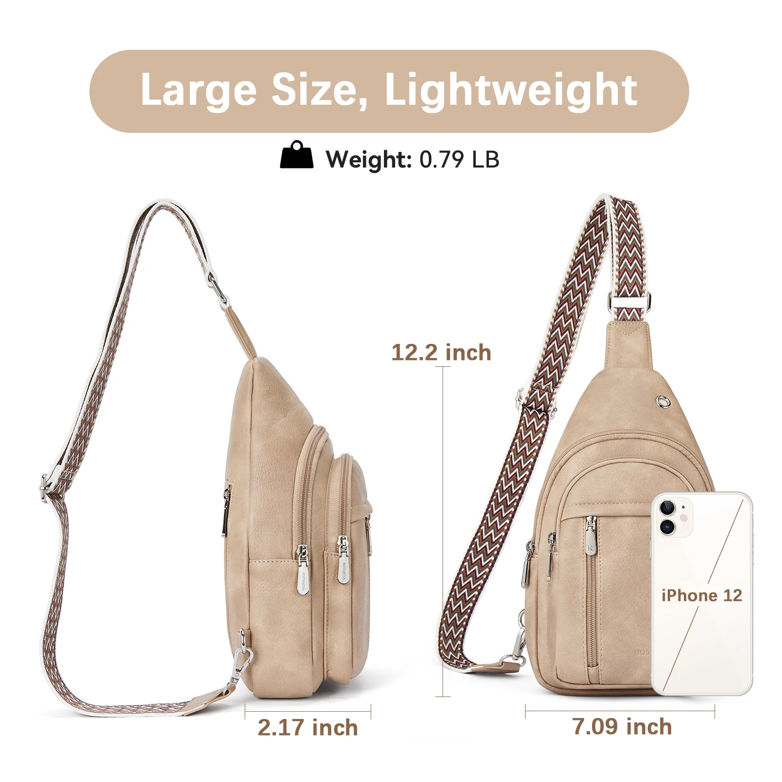 Aurora Chevron Patterned Sling Bag with Adjustable Guitar Strap - Image 58