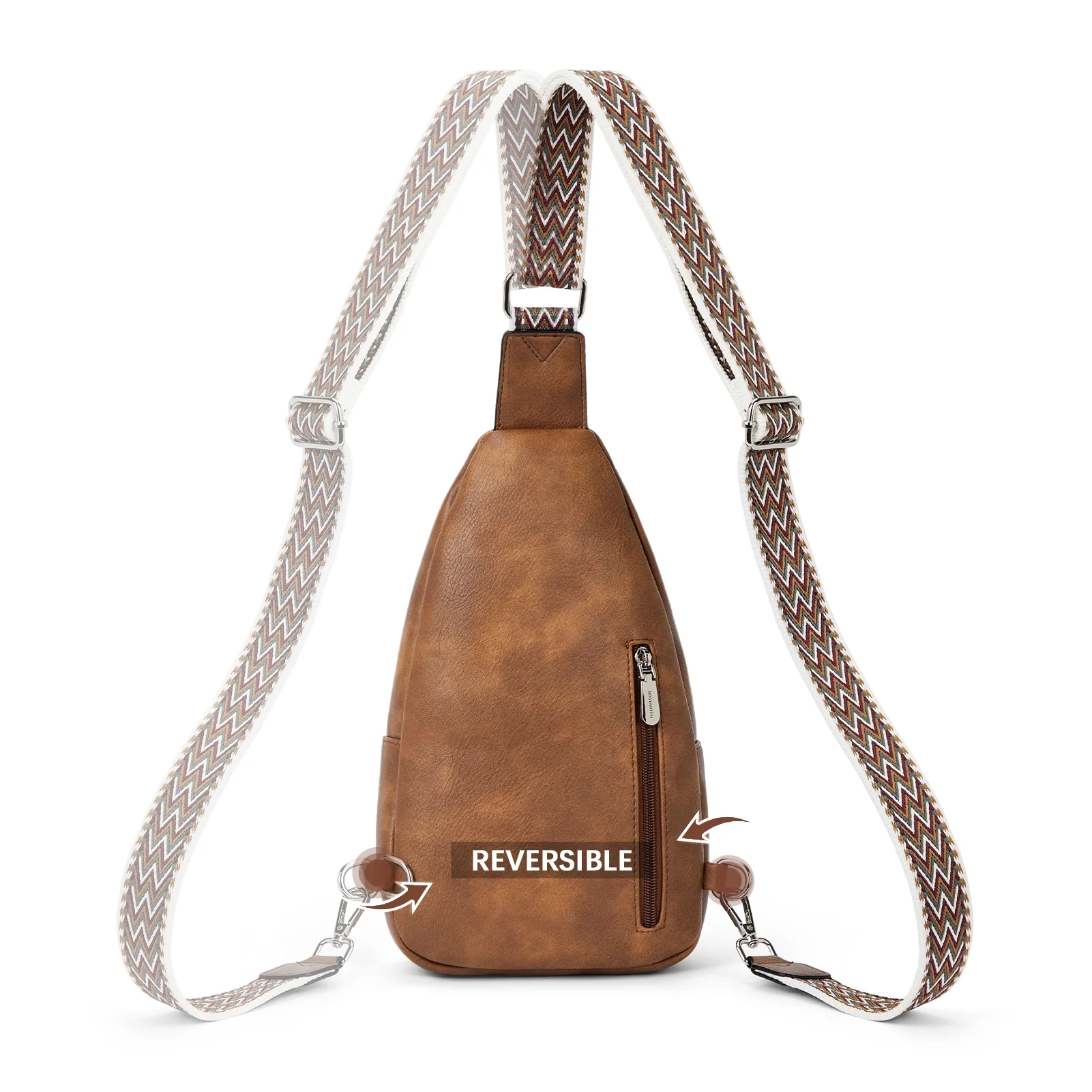 Aurora Chevron Patterned Sling Bag with Adjustable Guitar Strap - Image 67