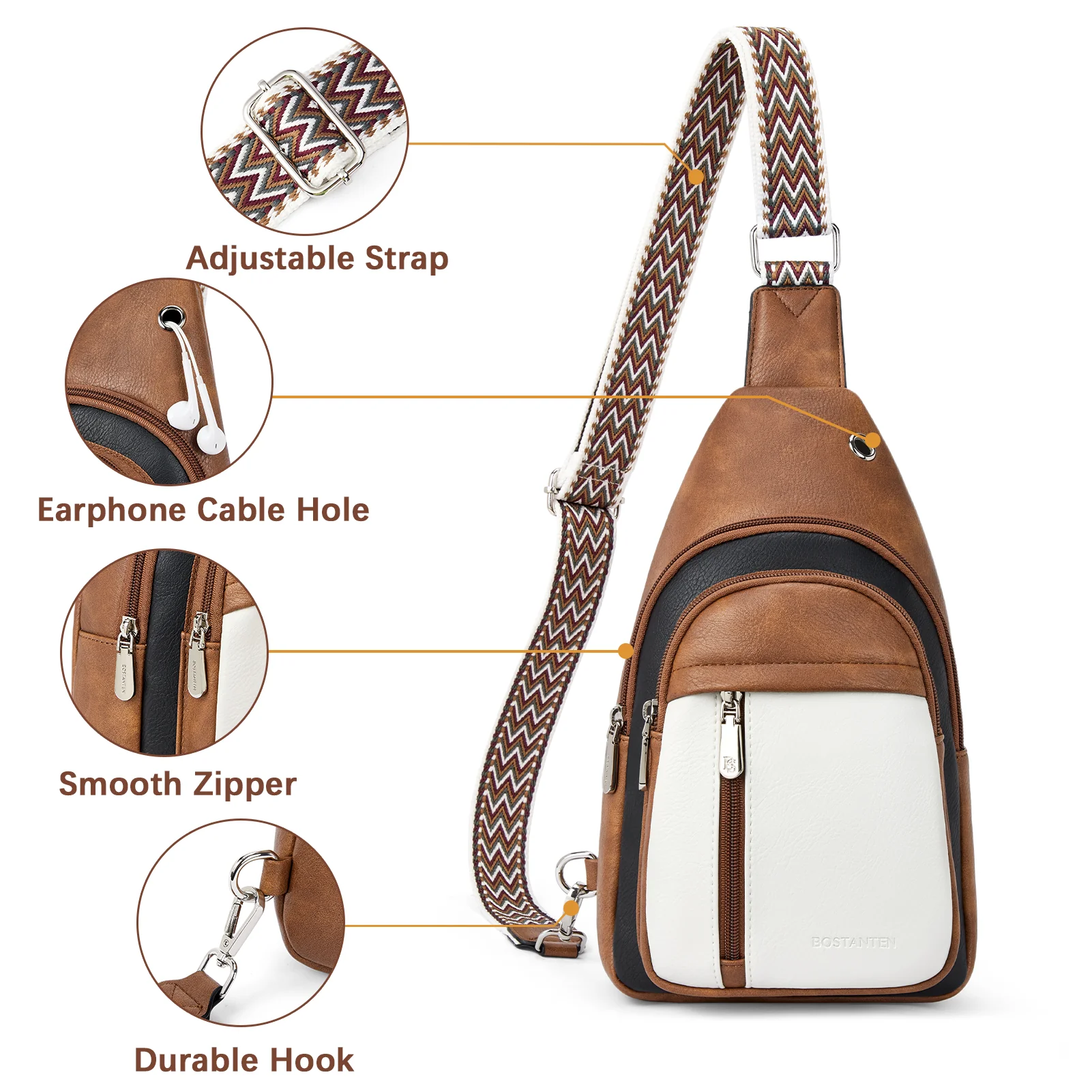 Aurora Chevron Patterned Sling Bag with Adjustable Guitar Strap - Image 70
