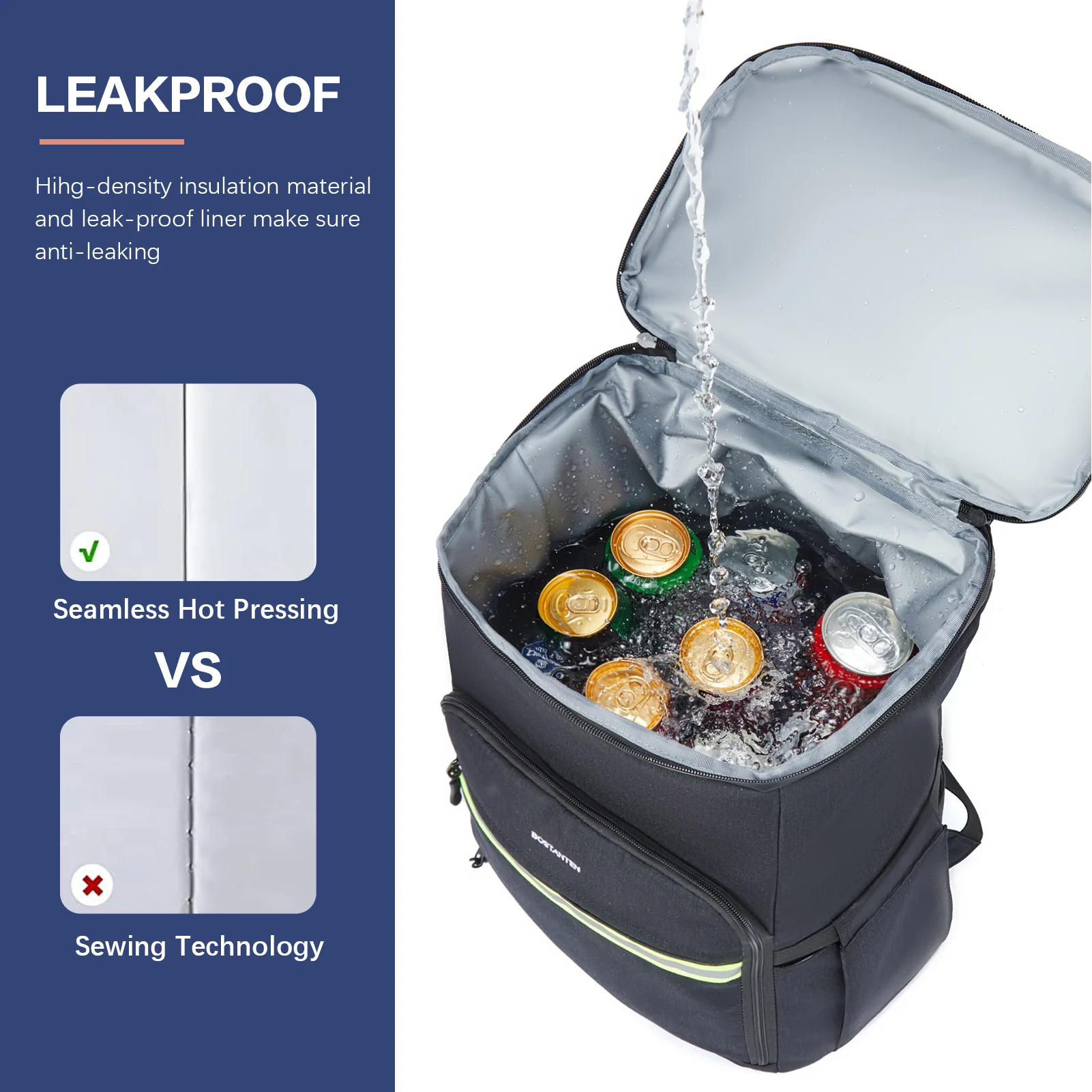 Backpack Cooler - 30 Cans Leakproof Insulated Cooler Backpack with Trolley Sleeve, Lightweight Soft Cooler Bag - Image 2