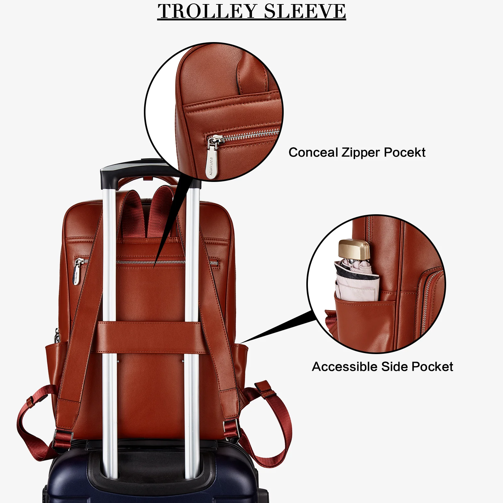 Caramel Womens Casual Backpack - Image 5