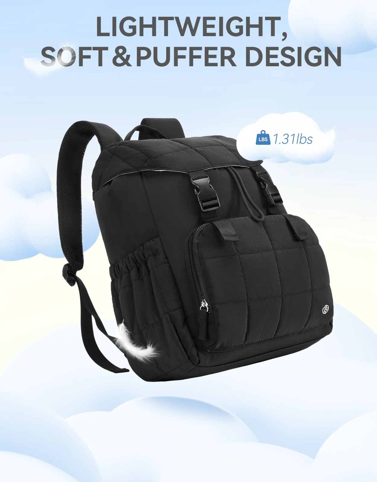 AVE 15.6 Inch Taslan Quilted Lightweight  Laptop Backpack - Image 14