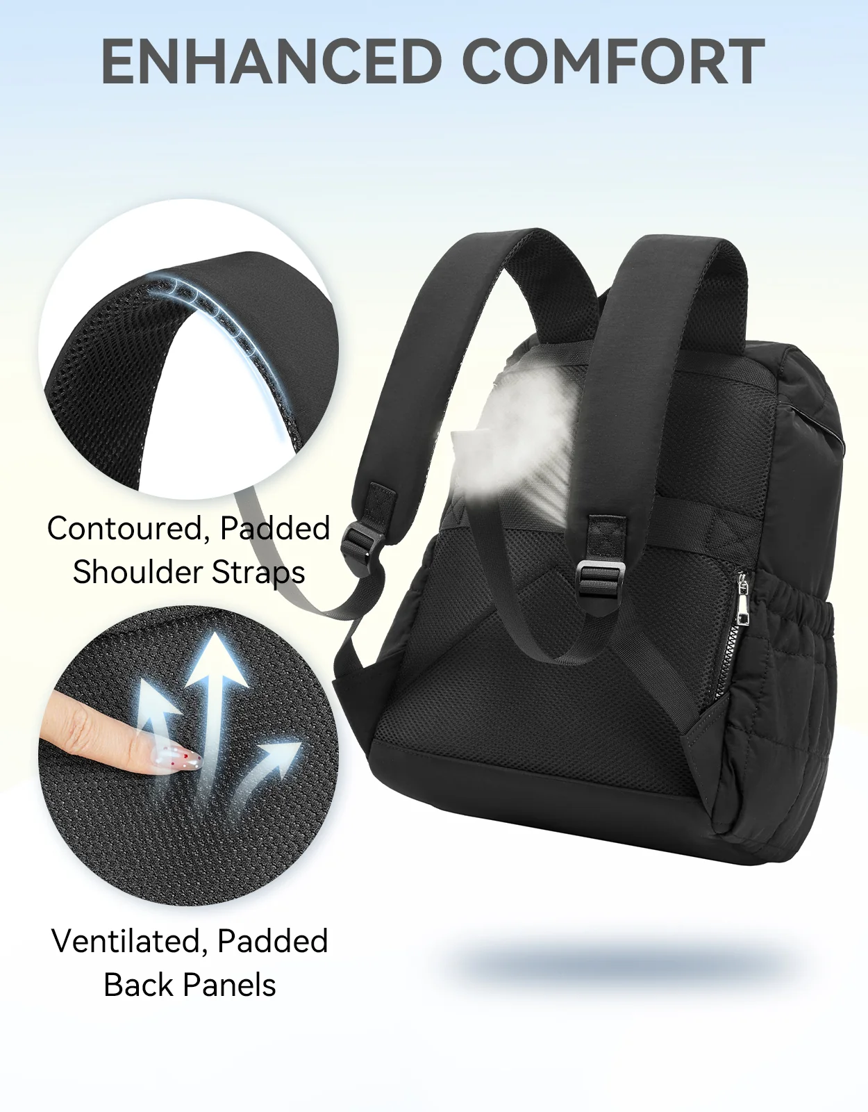AVE 15.6 Inch Taslan Quilted Lightweight  Laptop Backpack - Image 16