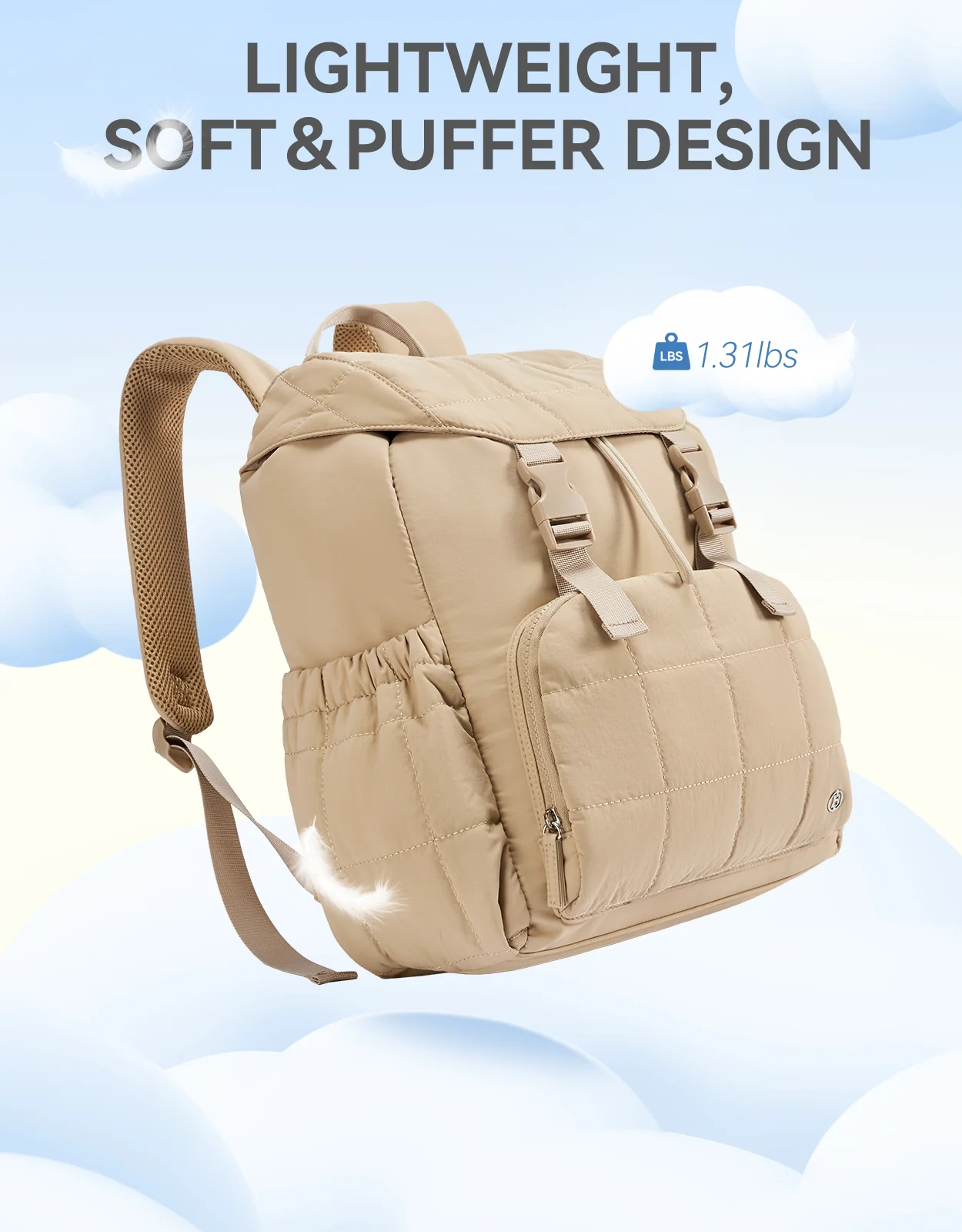 AVE 15.6 Inch Taslan Quilted Lightweight  Laptop Backpack - Image 5
