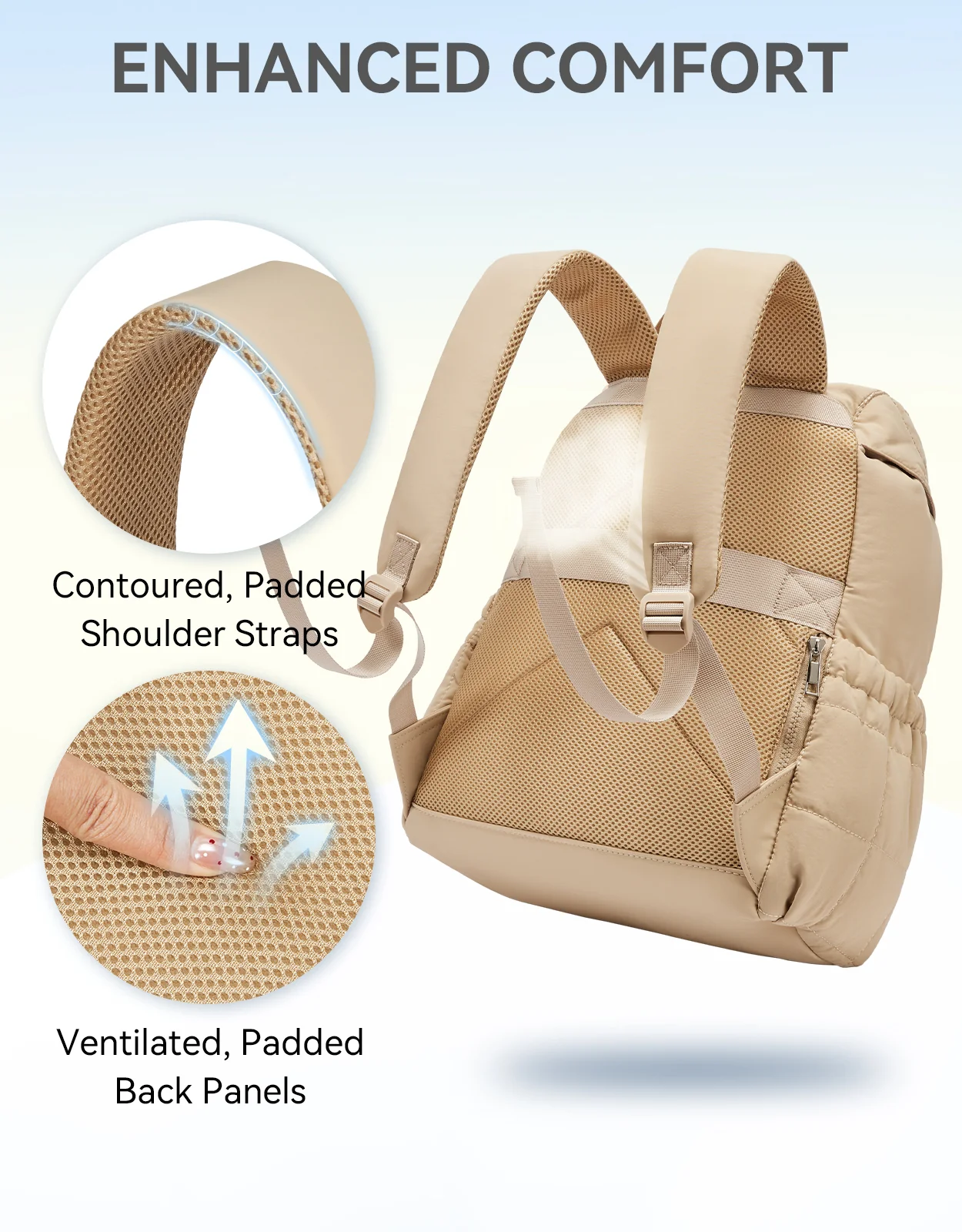 AVE 15.6 Inch Taslan Quilted Lightweight  Laptop Backpack - Image 7