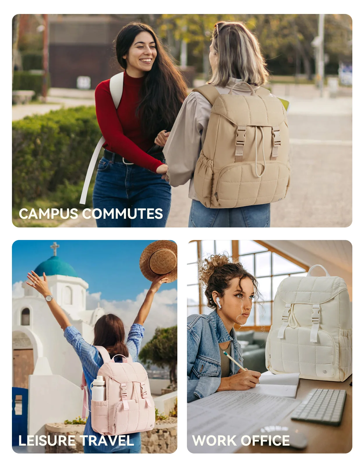 AVE 15.6 Inch Taslan Quilted Lightweight  Laptop Backpack - Image 9