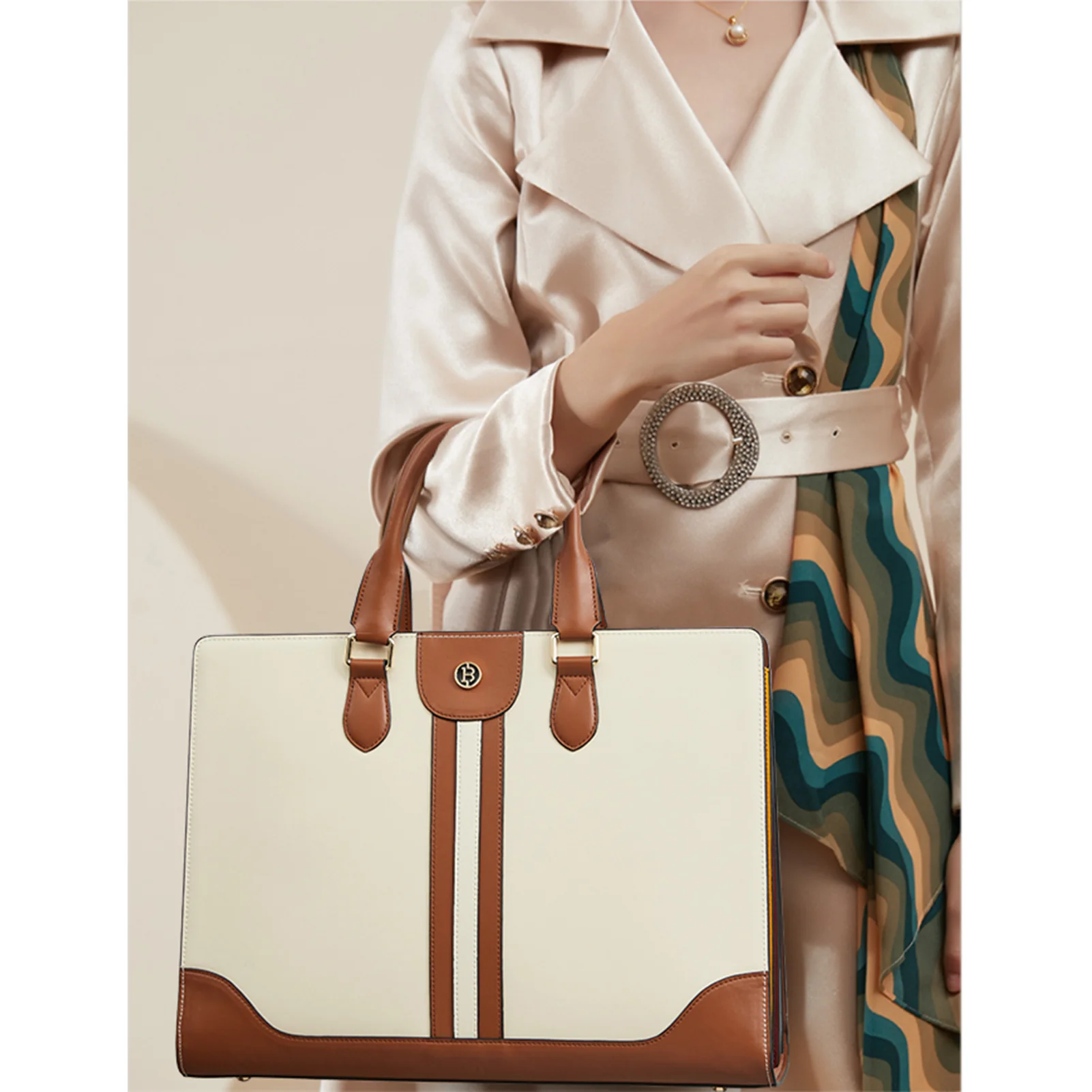 Stroud Vintage Leather Briefcase — Fashion Round - Image 11