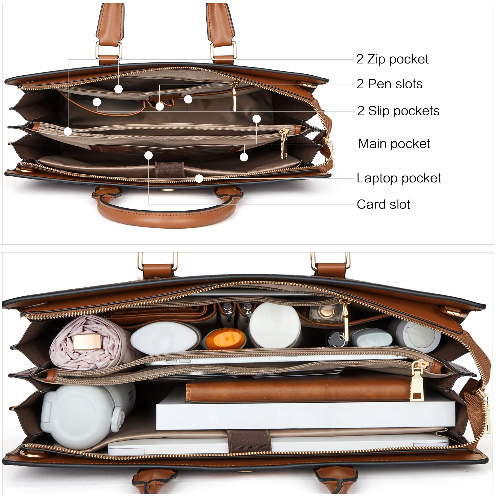 Stroud Vintage Leather Briefcase — Fashion Round - Image 13