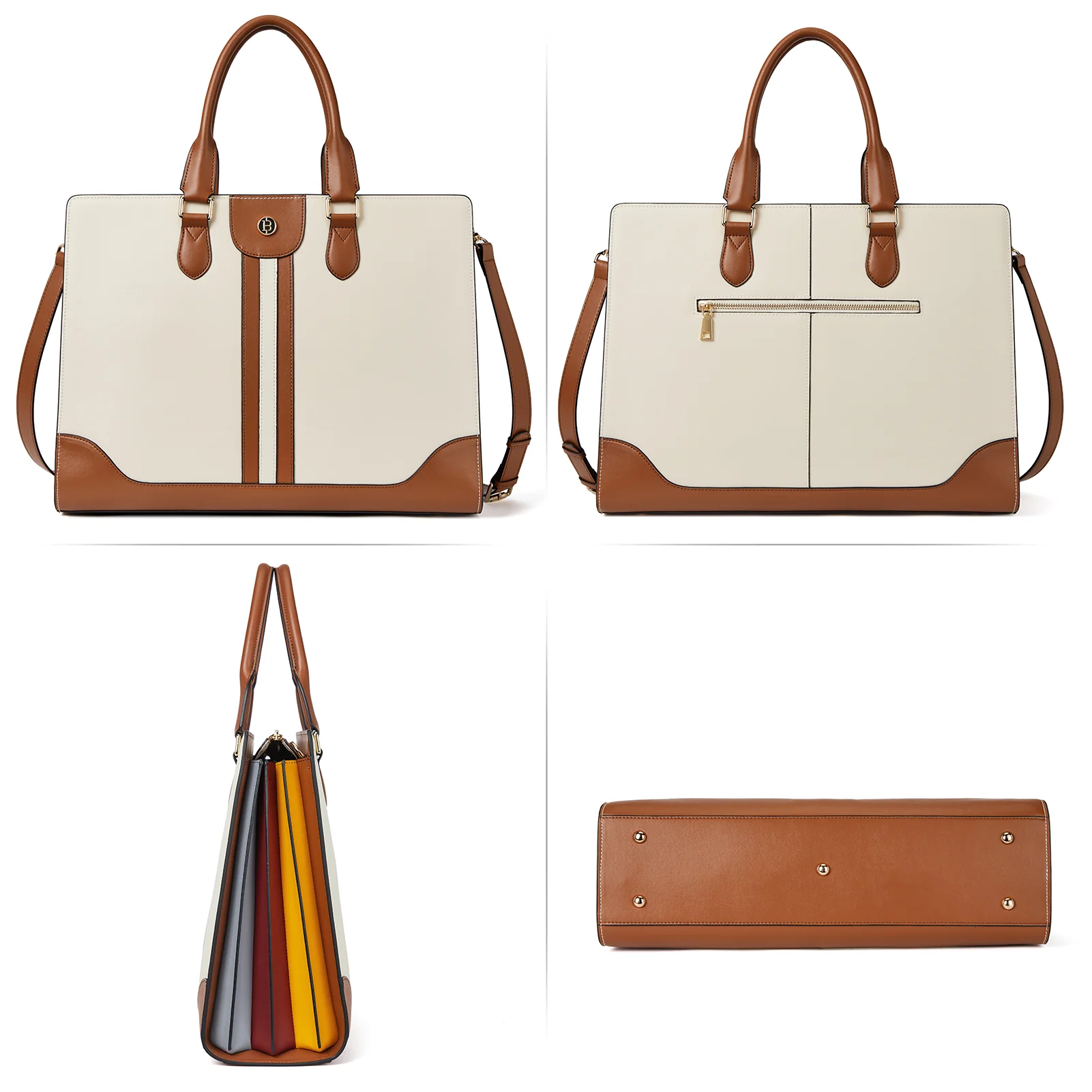 Stroud Vintage Leather Briefcase — Fashion Round - Image 15