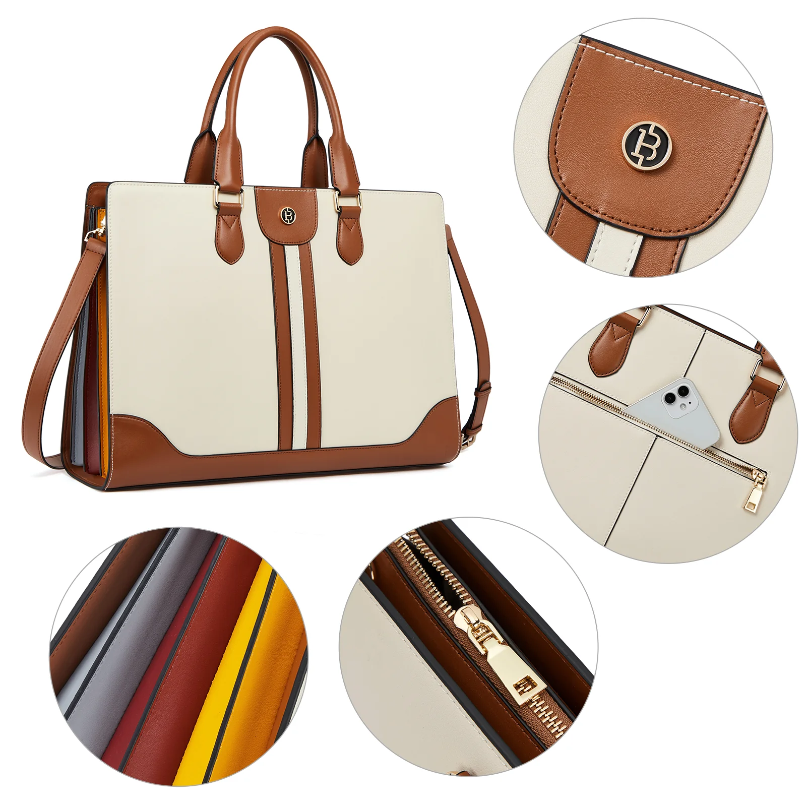 Stroud Vintage Leather Briefcase — Fashion Round - Image 16