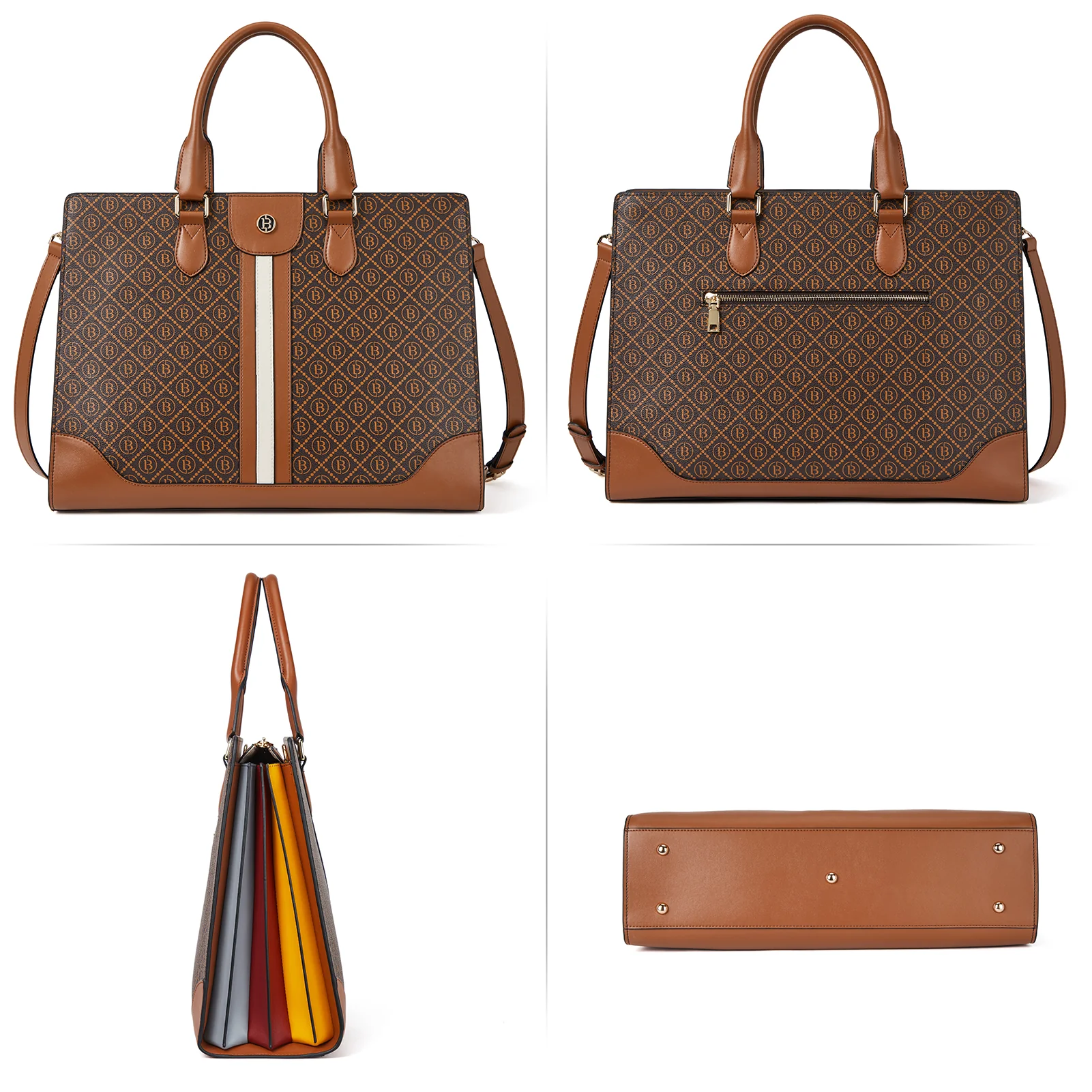 Stroud Vintage Leather Briefcase — Fashion Round - Image 3