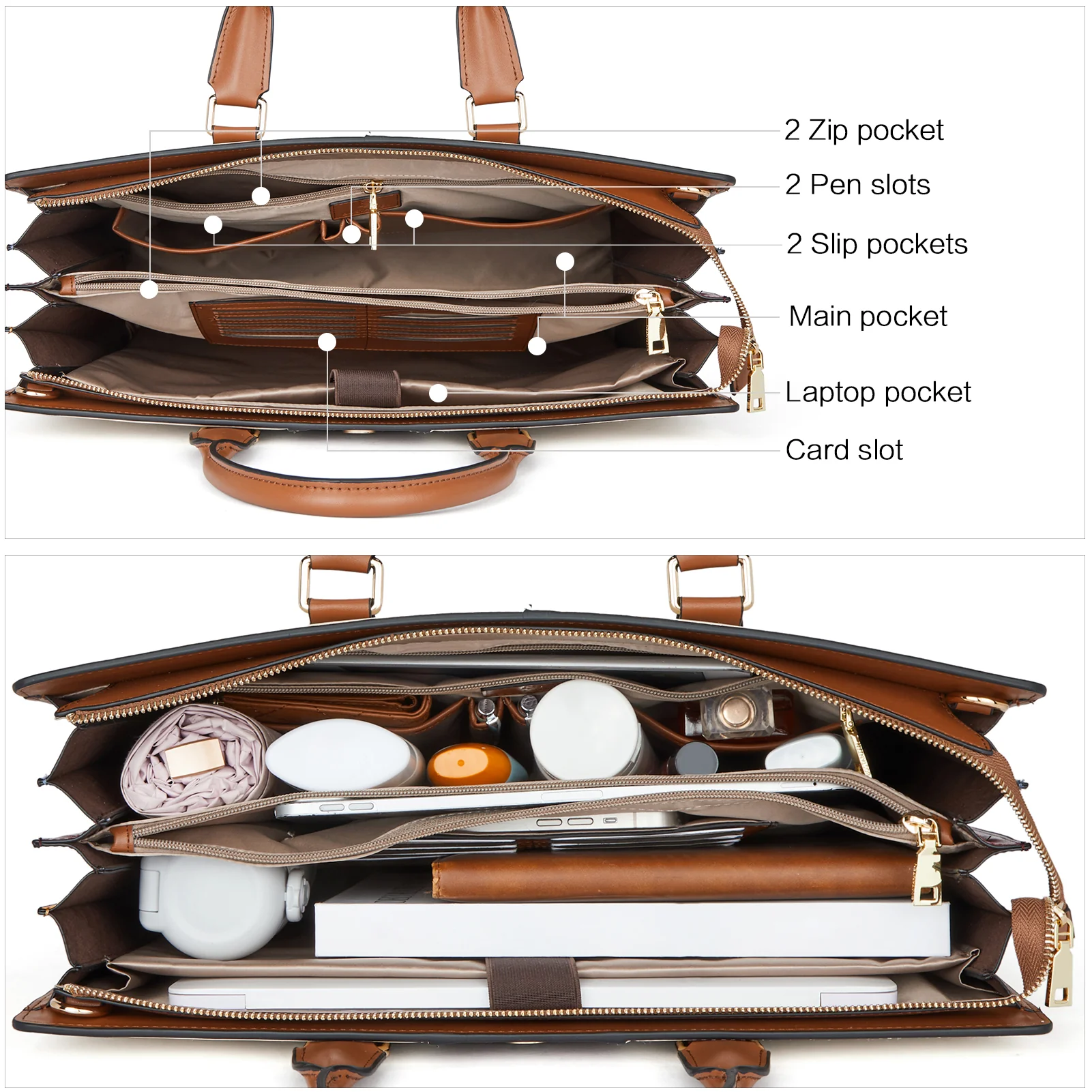 Stroud Vintage Leather Briefcase — Fashion Round - Image 4