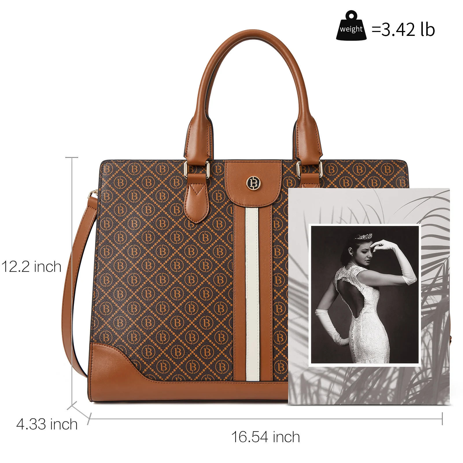 Stroud Vintage Leather Briefcase — Fashion Round - Image 5