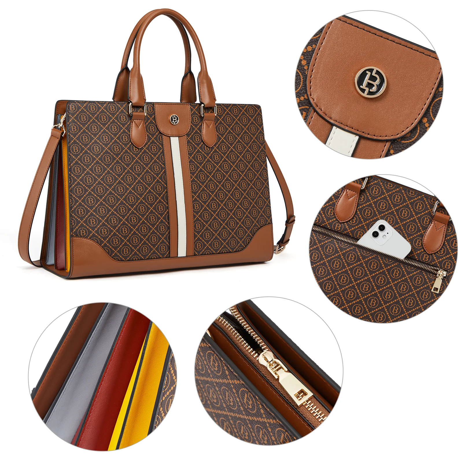 Stroud Vintage Leather Briefcase — Fashion Round - Image 7