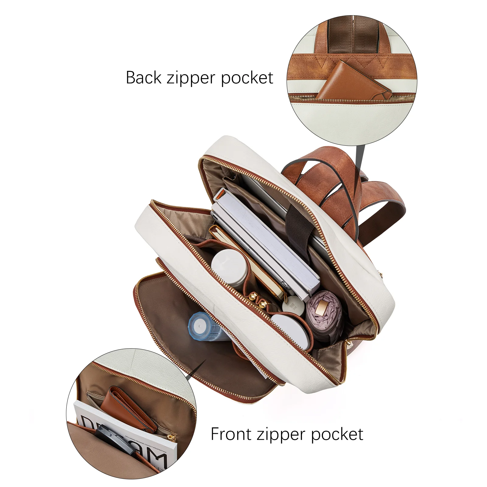 Baish Women Leather Laptop Backpack  Travel Business Work Daypack - Image 4