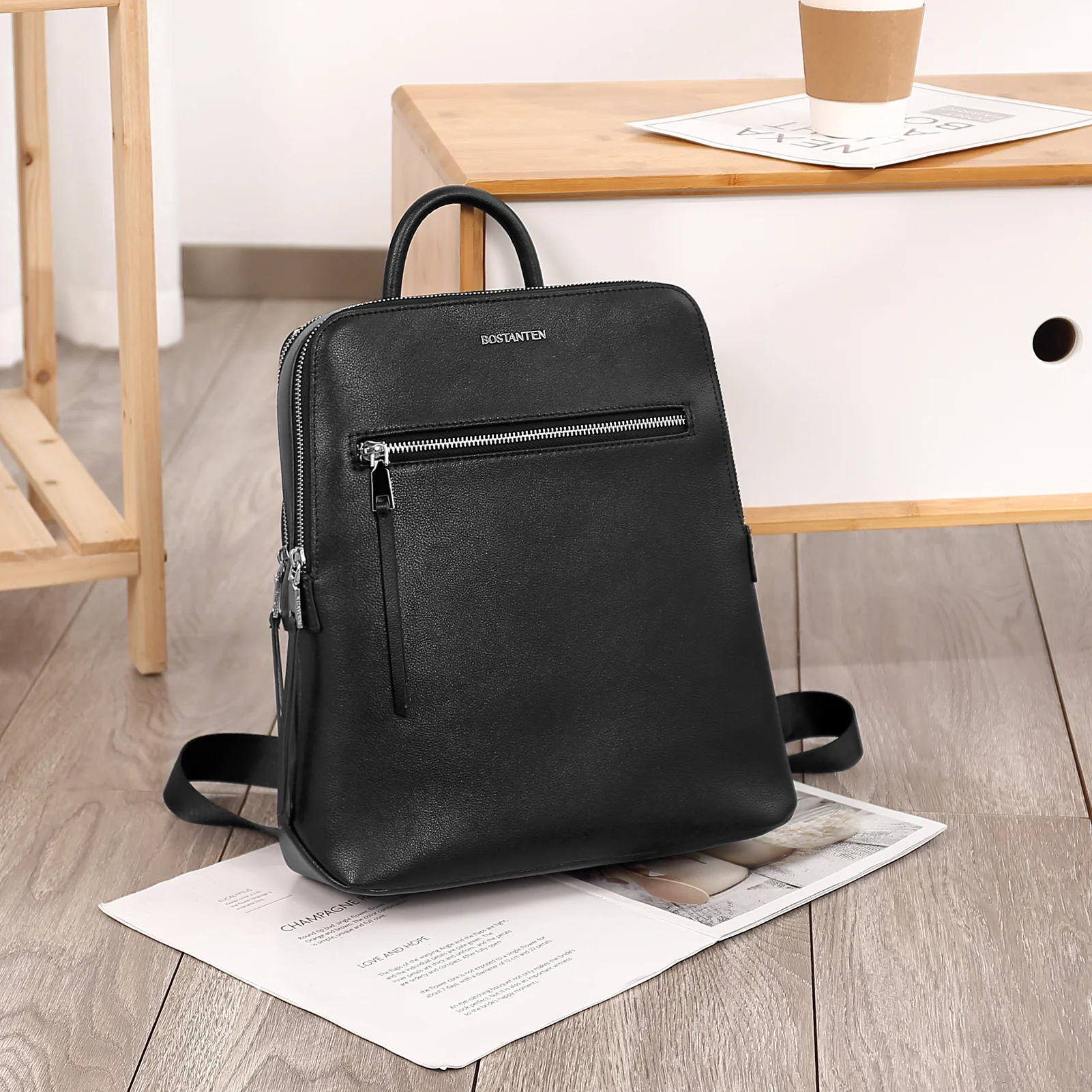 Nombongo Soft Leather Backpack — Pitch-Black - Image 2