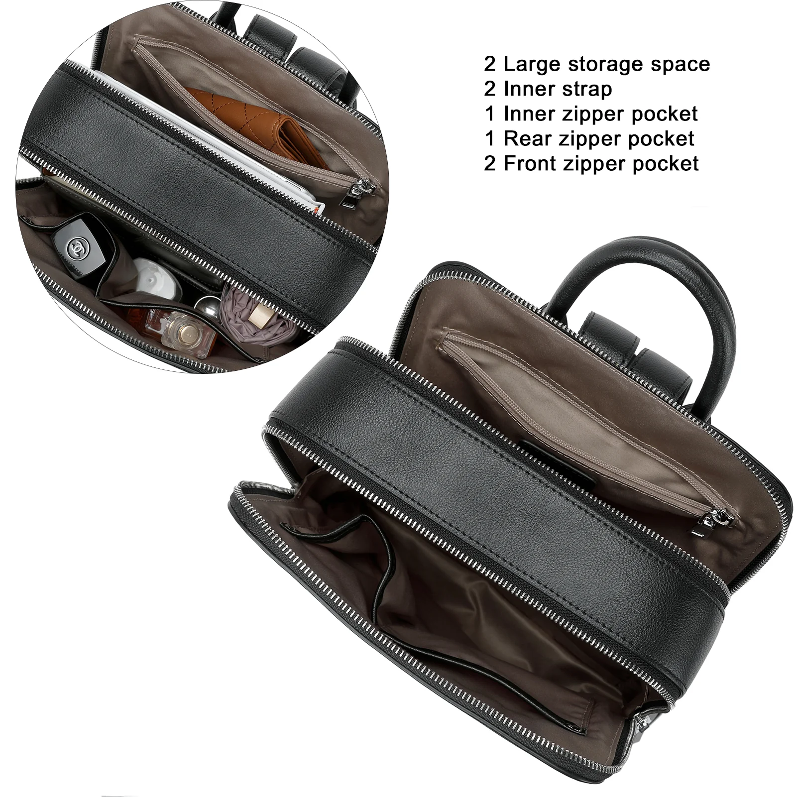 Nombongo Soft Leather Backpack — Pitch-Black - Image 4