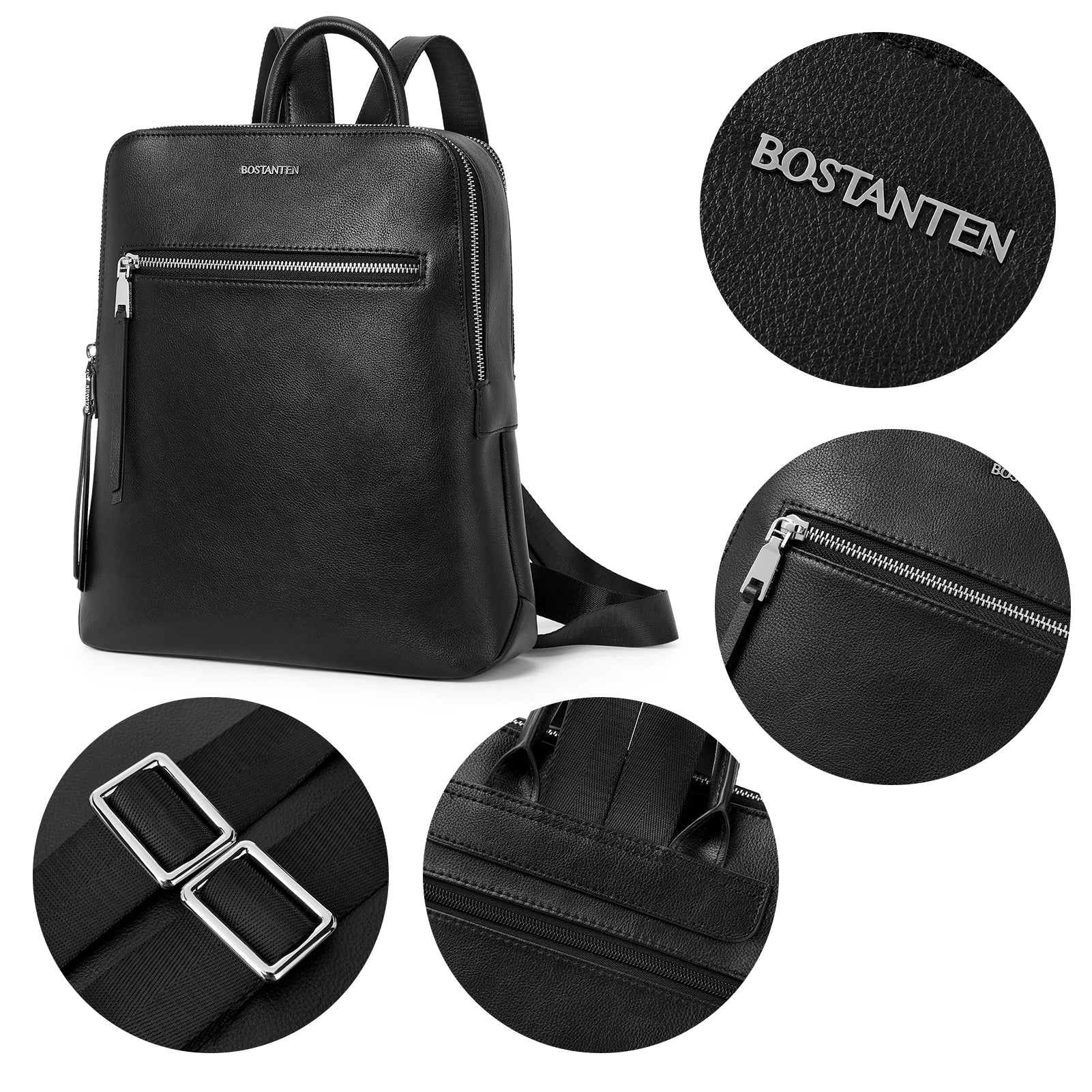 Nombongo Soft Leather Backpack — Pitch-Black - Image 7