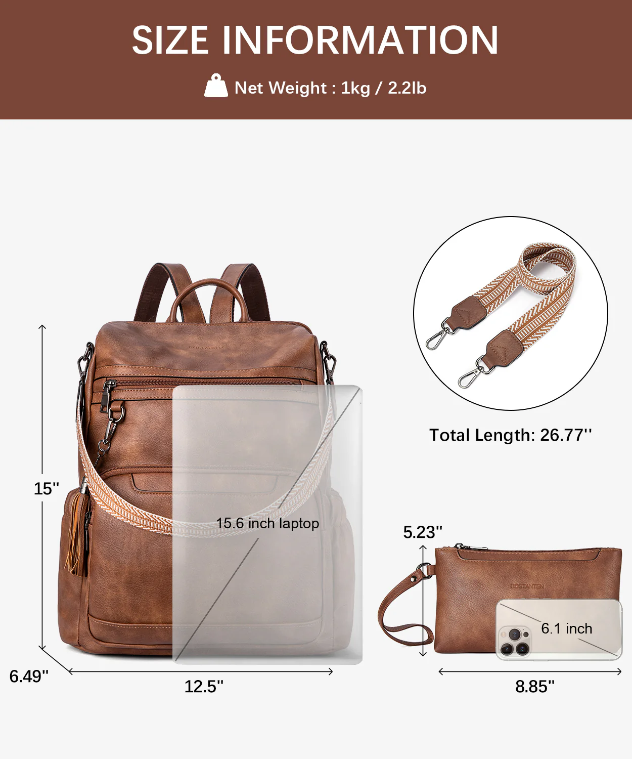 Nombongo Large Convertible Backpack Travel Bag - Two Sizes - Image 61