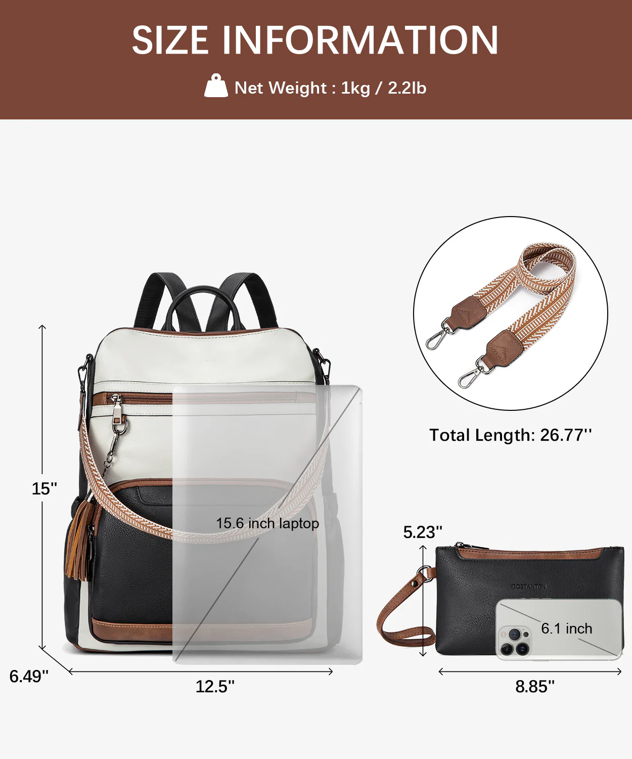 Nombongo Large Convertible Backpack Travel Bag - Two Sizes - Image 65