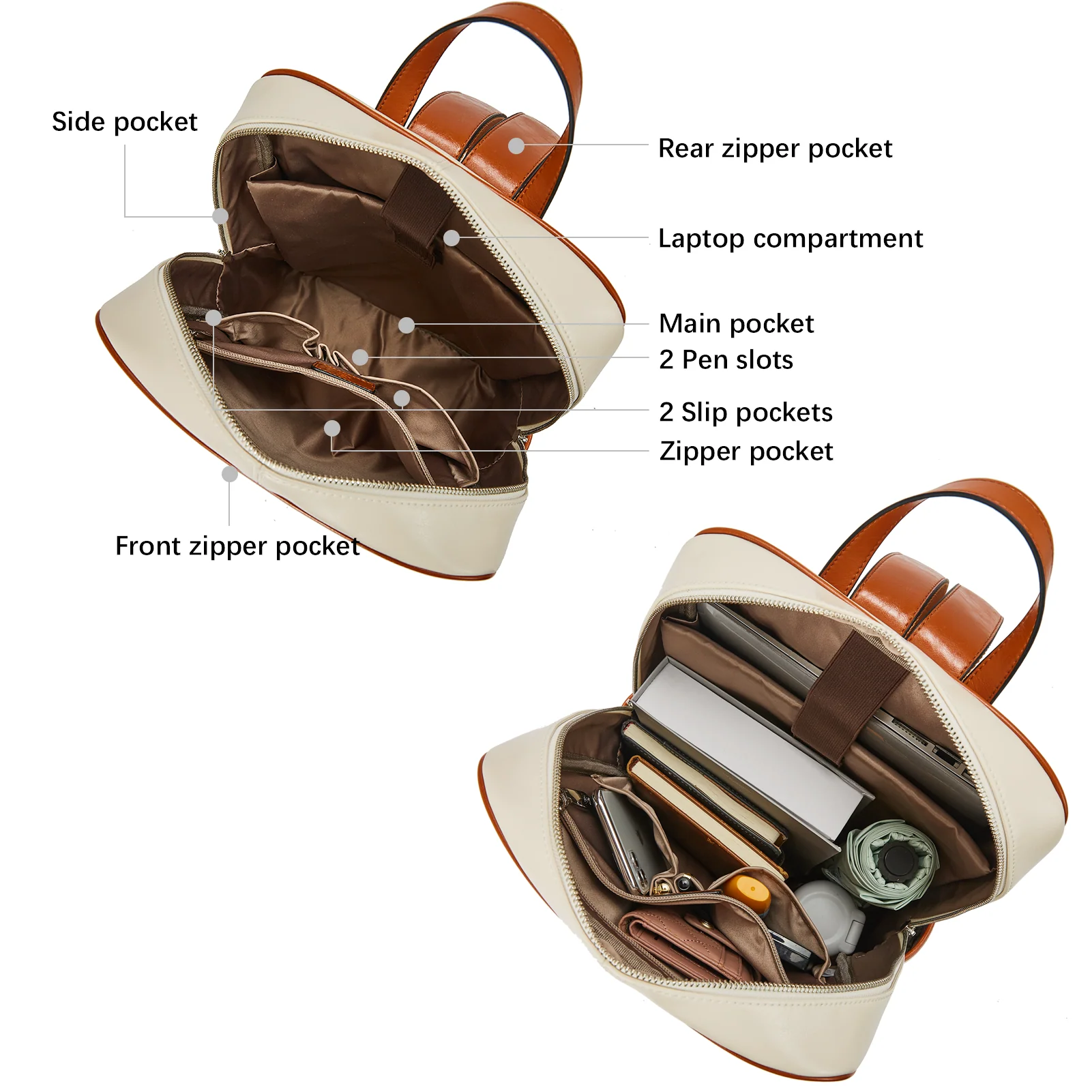 Vrba Leather Handbags Backpack — Creativity - Image 4