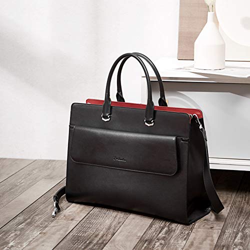 Mizuki Black Leather Briefcase Women's - Messenger Bags - Image 13