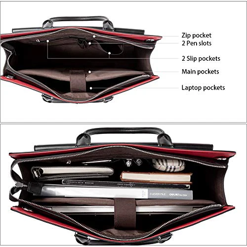 Mizuki Black Leather Briefcase Women's - Messenger Bags - Image 14