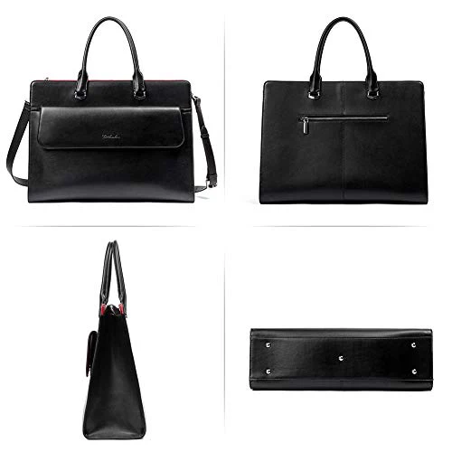 Mizuki Black Leather Briefcase Women's - Messenger Bags - Image 17