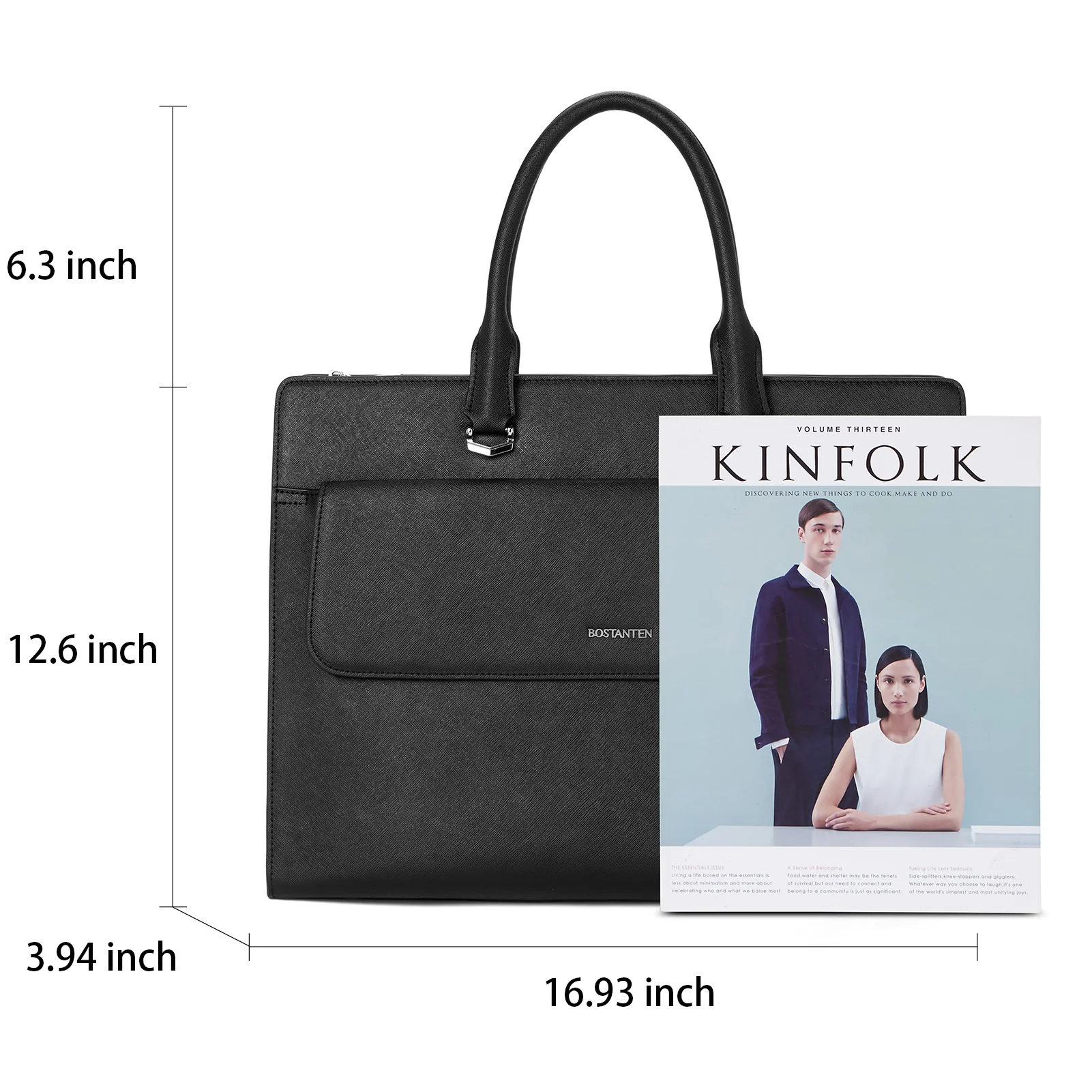 Mizuki Black Leather Briefcase Women's - Messenger Bags - Image 4