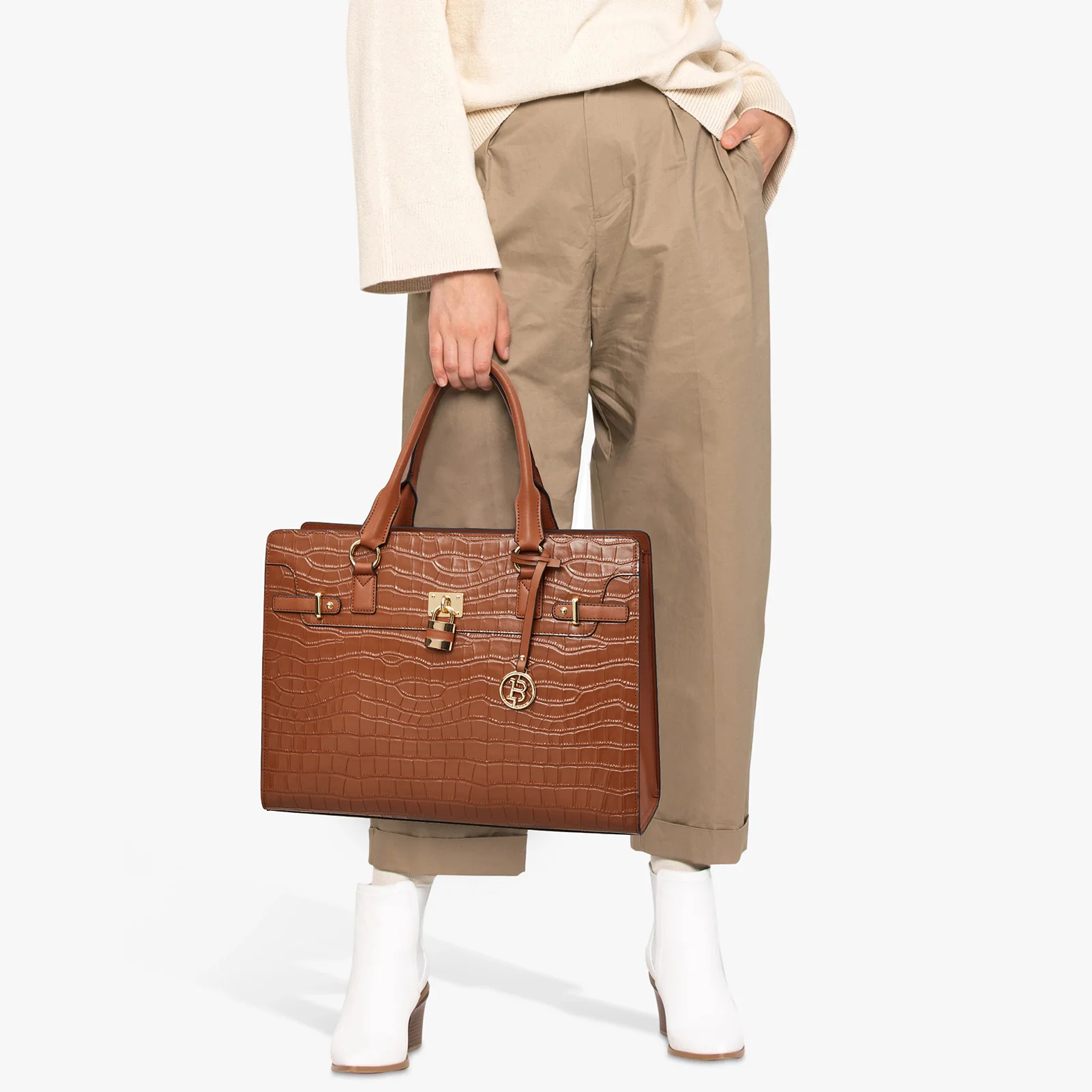 BOSTANTEN Briefcase for Women 15.6 inch Leather Laptop Bag Vintage Slim Lawyer Business Bag Stylish Work Purse - Image 2