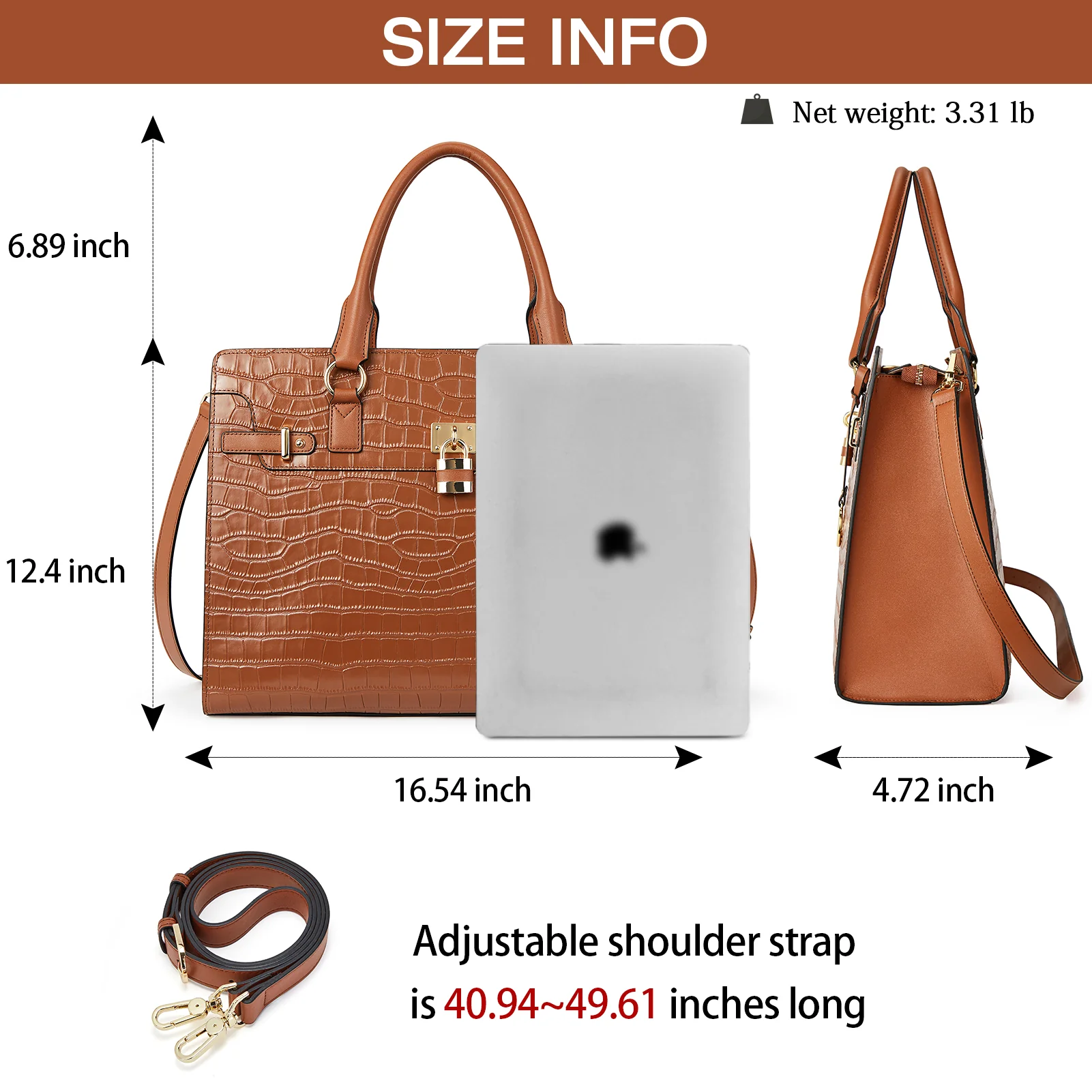 BOSTANTEN Briefcase for Women 15.6 inch Leather Laptop Bag Vintage Slim Lawyer Business Bag Stylish Work Purse - Image 4