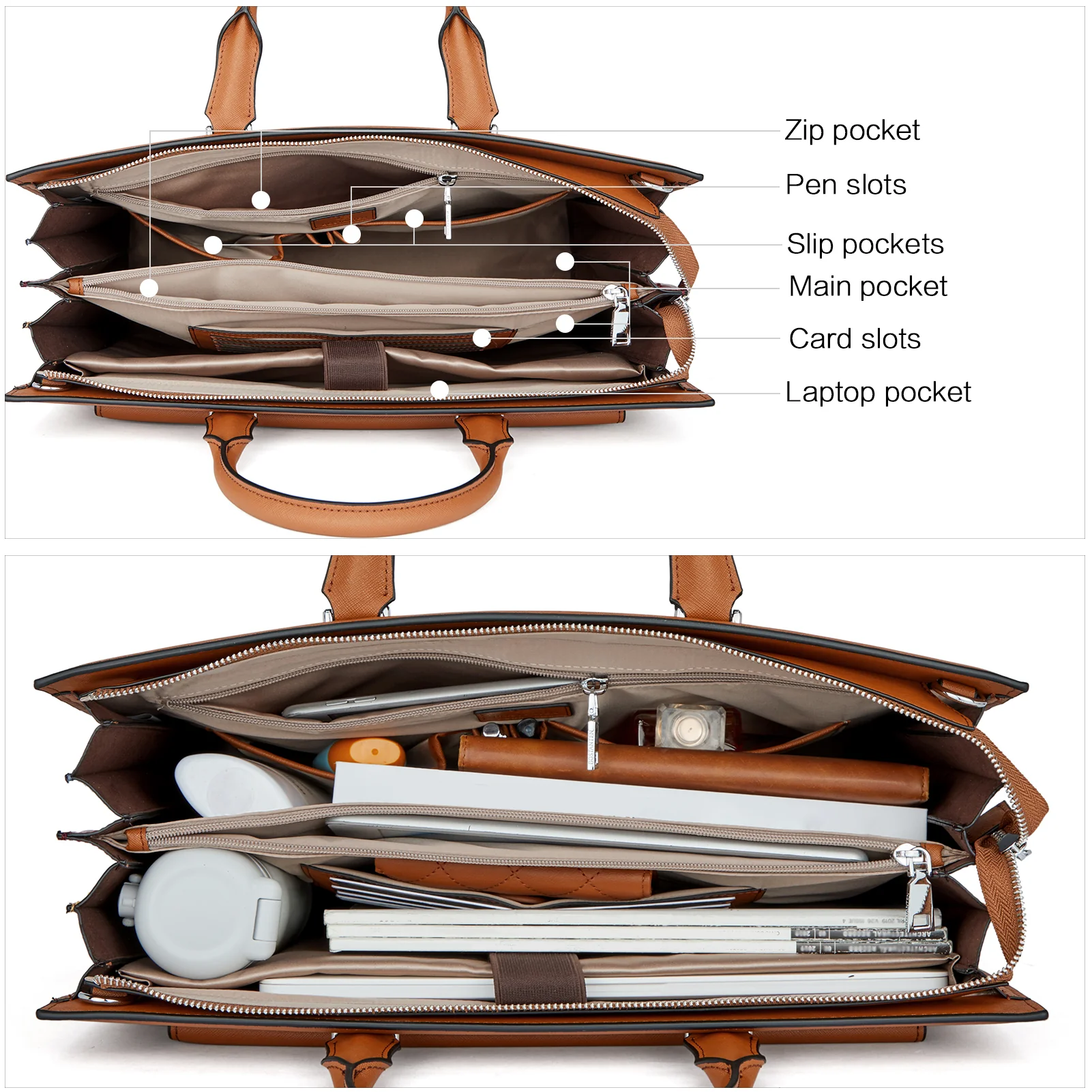 Mizuki Modern-Style Leather Briefcase - Image 18