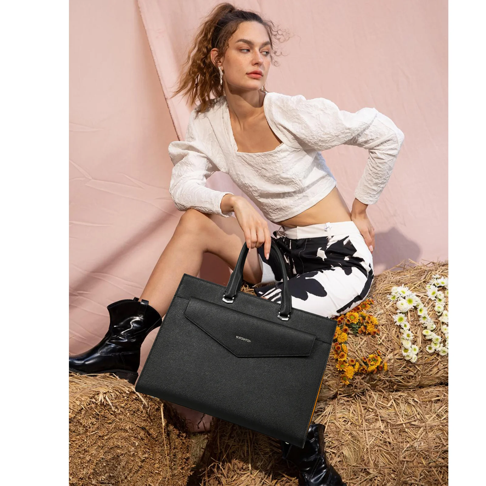 Mizuki Modern-Style Leather Briefcase - Image 24