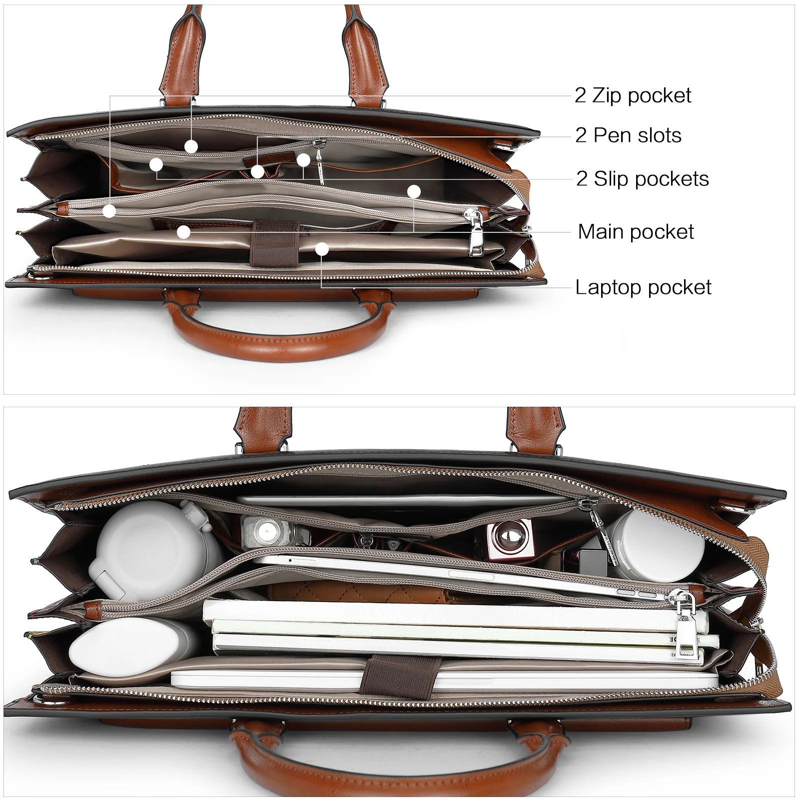 Mizuki Modern-Style Leather Briefcase - Image 4