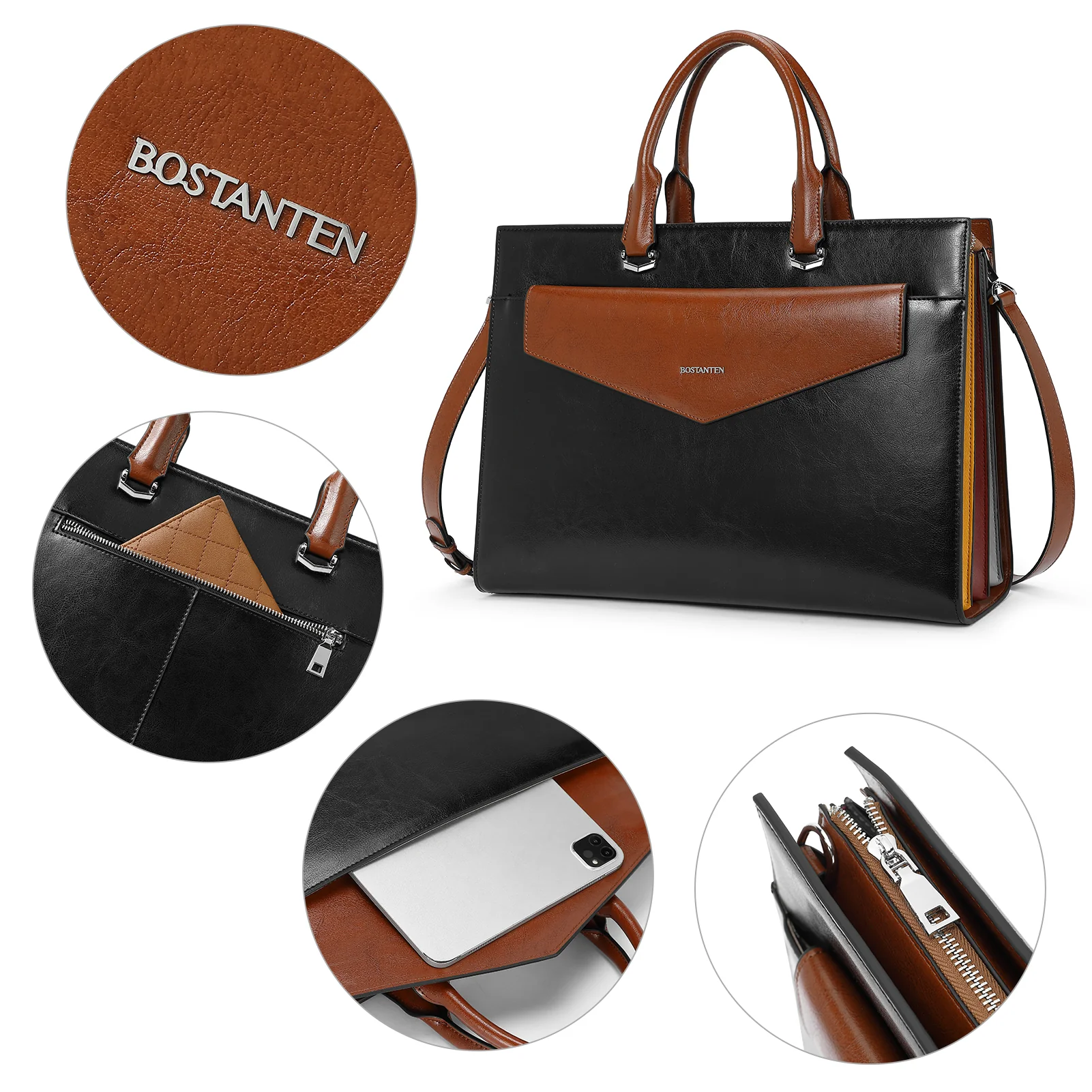 Mizuki Modern-Style Leather Briefcase - Image 5